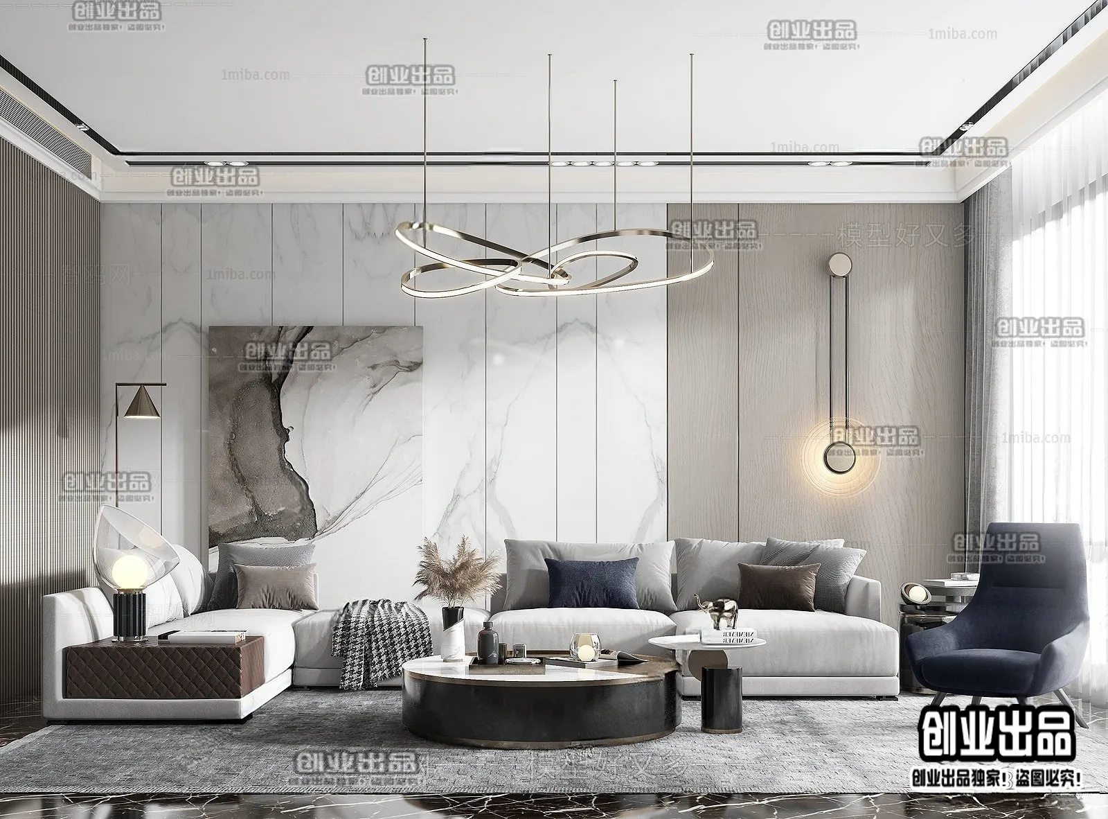 Living Room - Modern Style Interior 3D Scenes - 119
