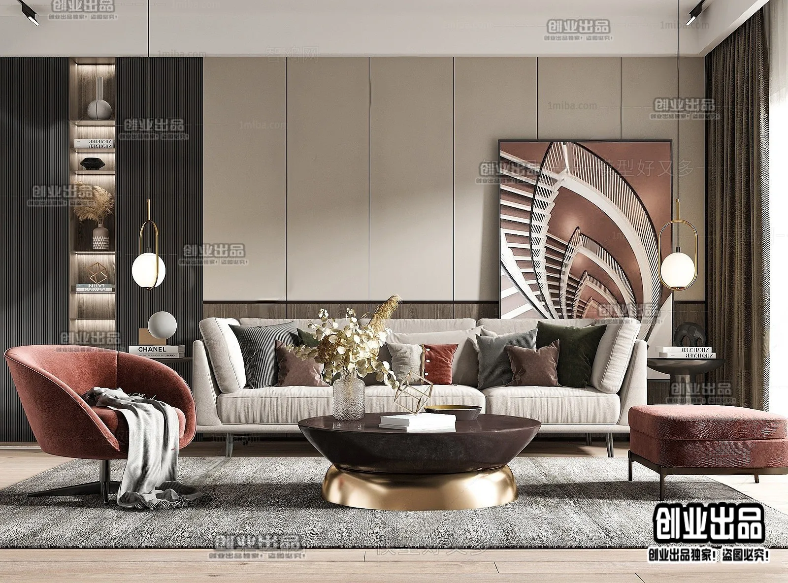 Living Room - Modern Style Interior 3D Scenes - 121