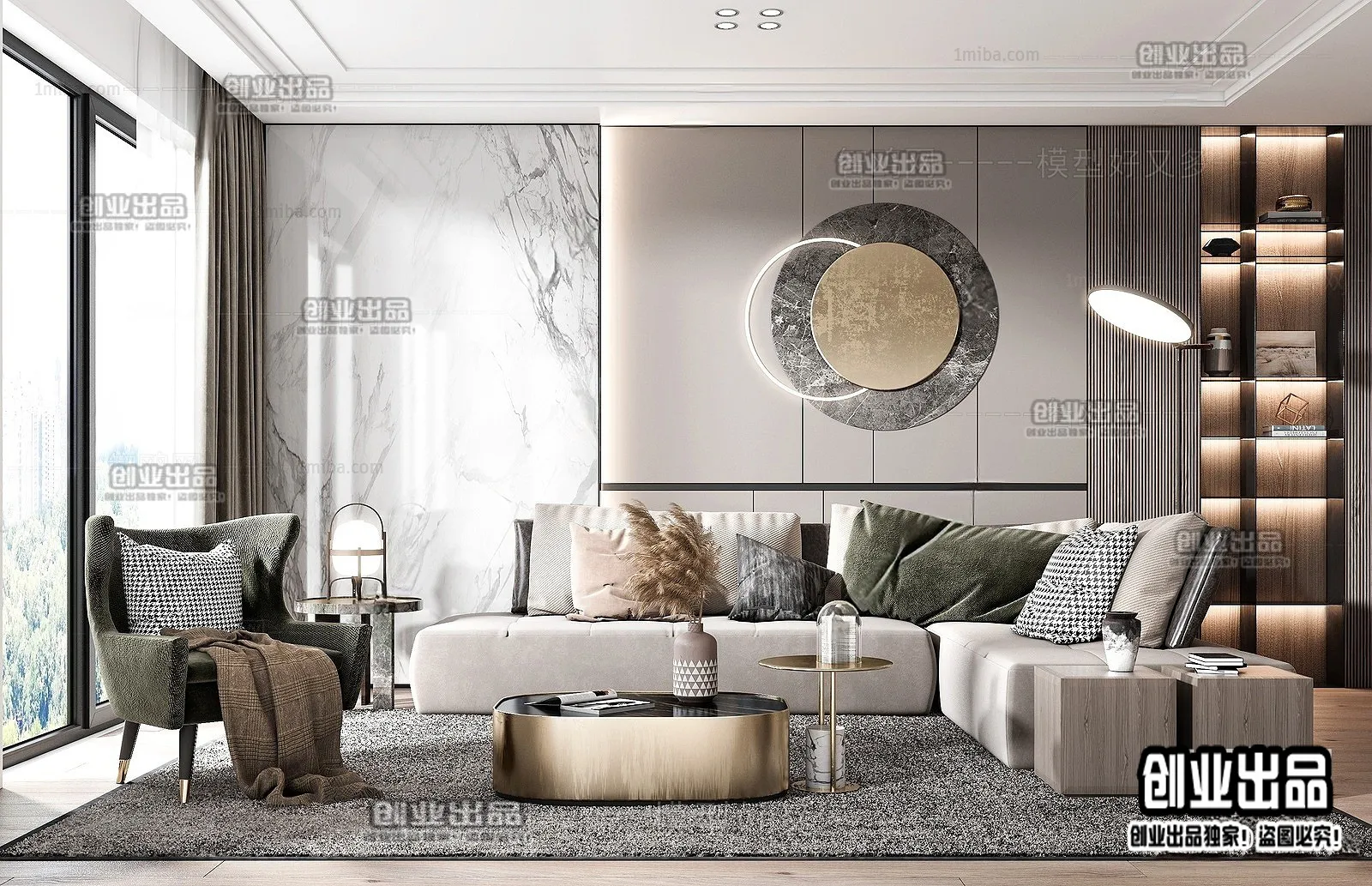 Living Room - Modern Style Interior 3D Scenes - 122