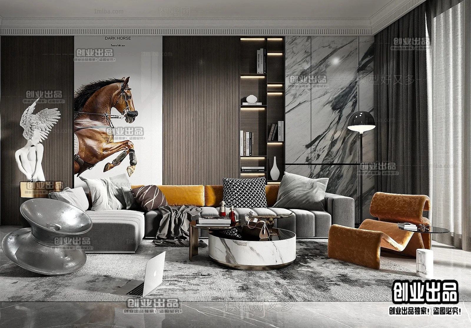 Living Room - Modern Style Interior 3D Scenes - 123