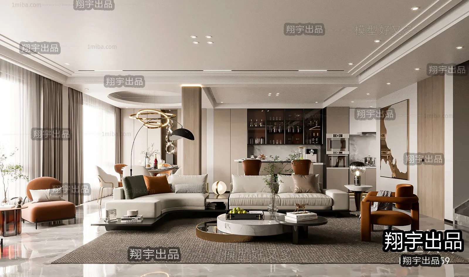 Living Room - Modern Style Interior 3D Scenes - 127