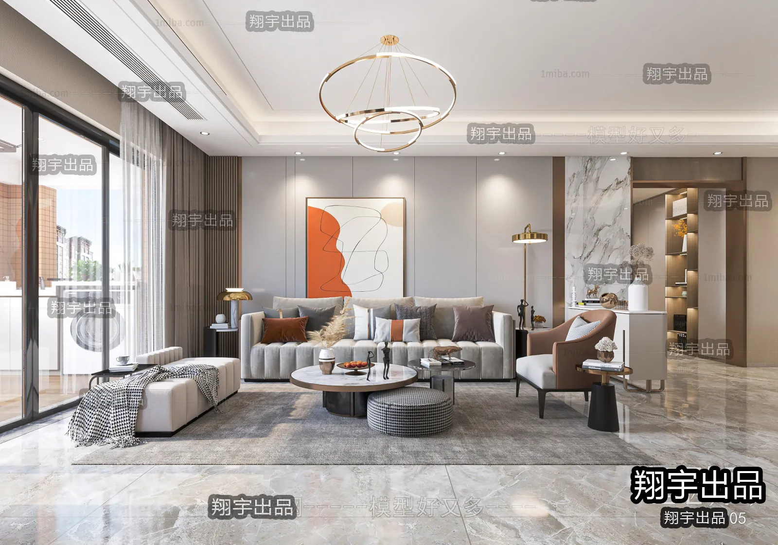 Living Room - Modern Style Interior 3D Scenes - 128