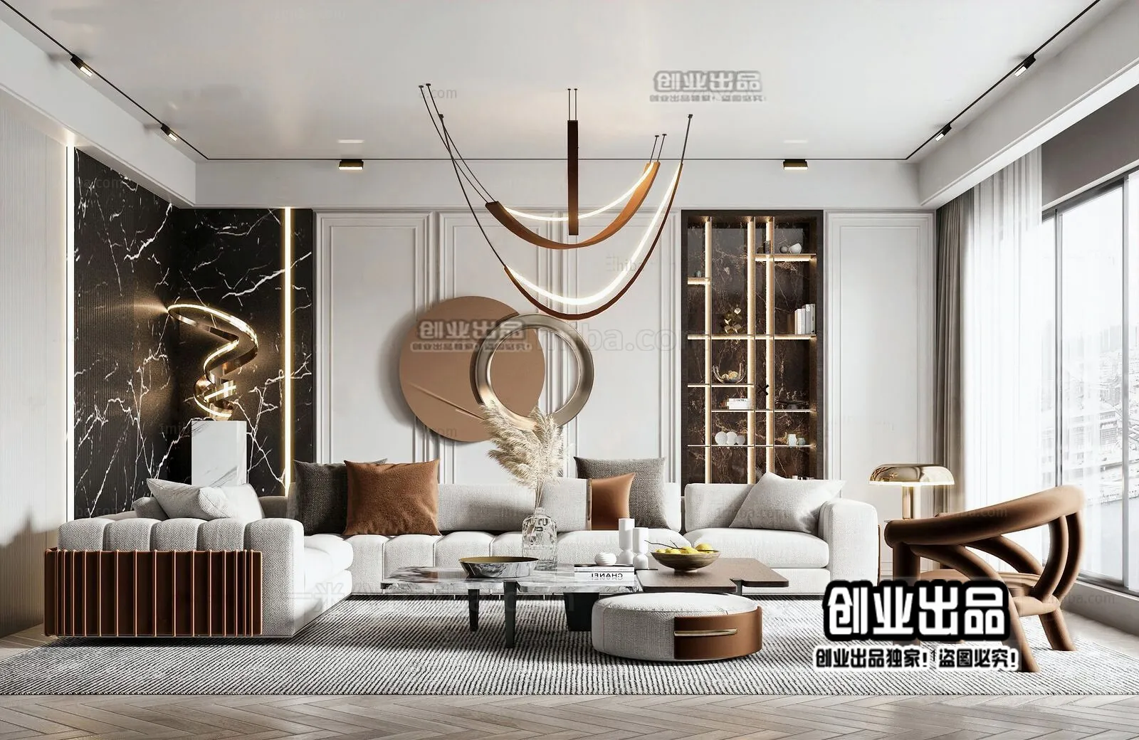 Living Room - Modern Style Interior 3D Scenes - 129