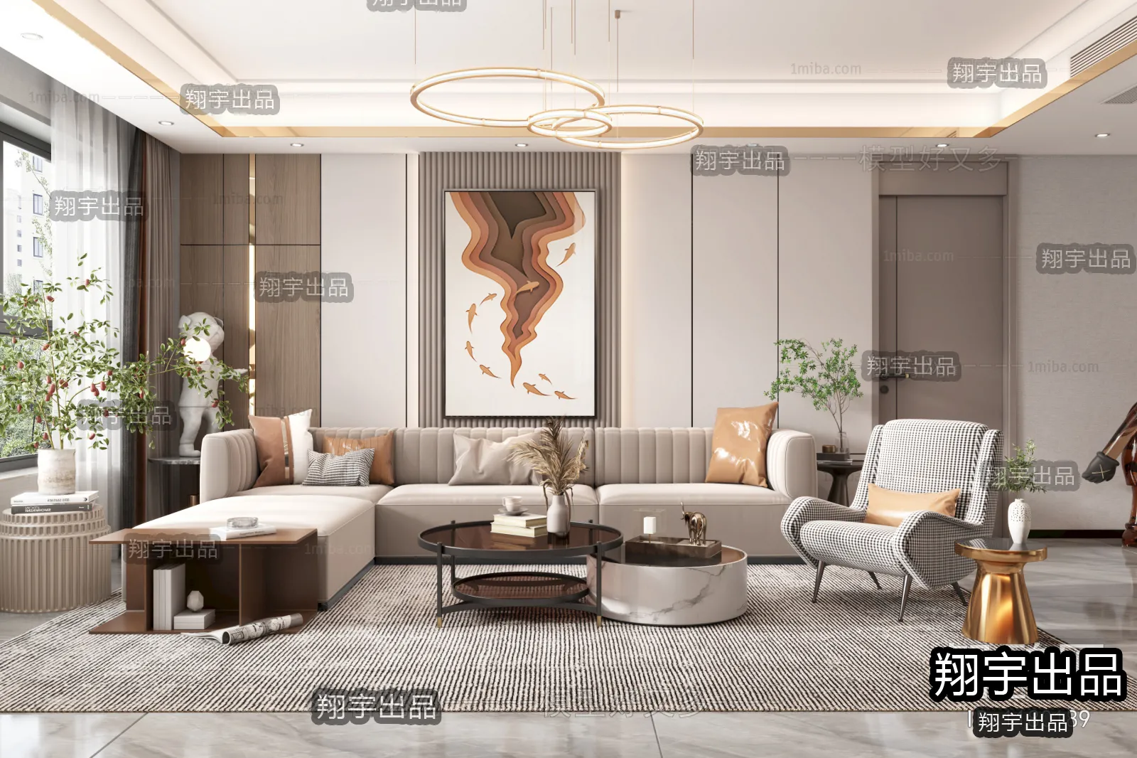 Living Room - Modern Style Interior 3D Scenes - 130