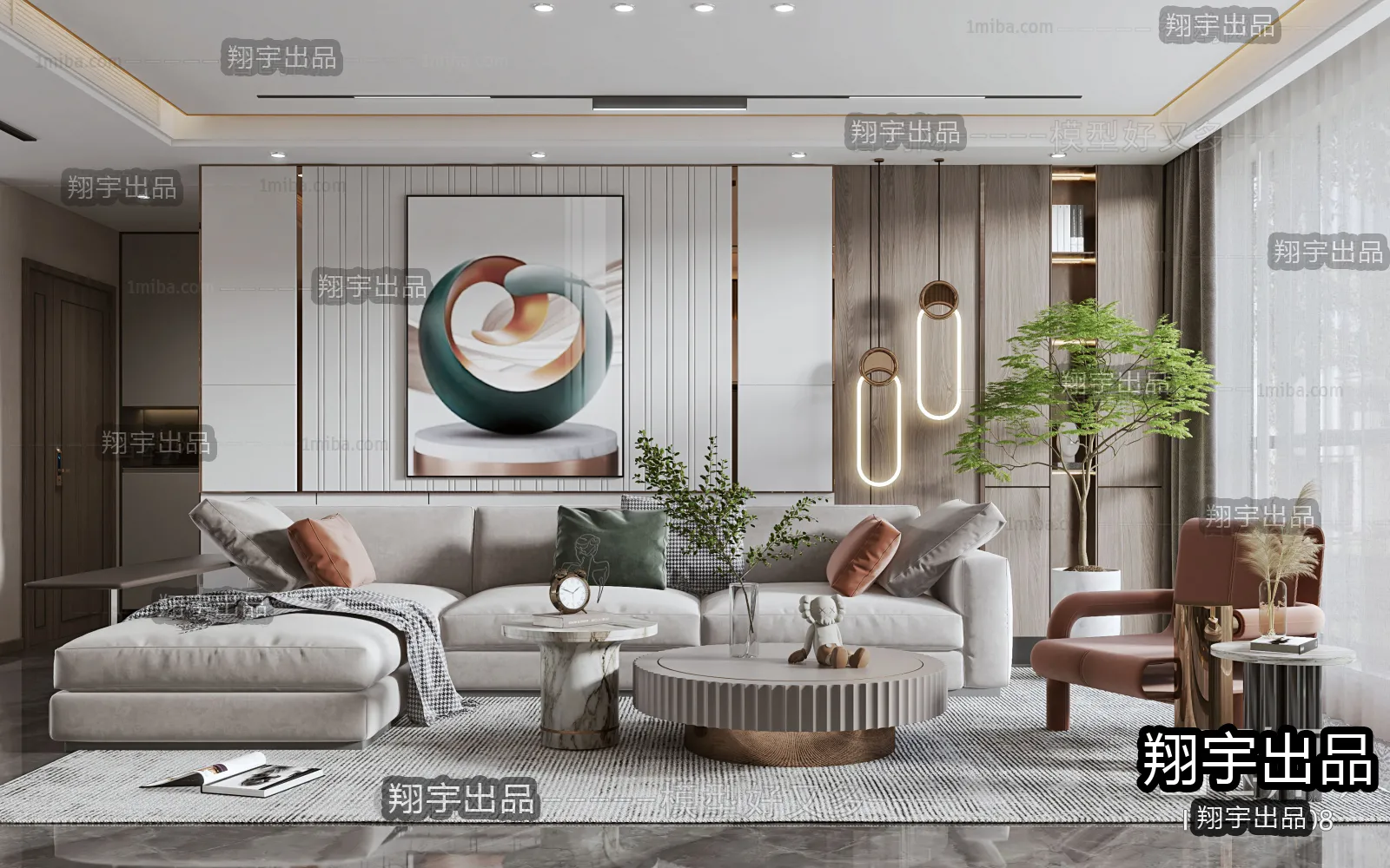 Living Room - Modern Style Interior 3D Scenes - 131