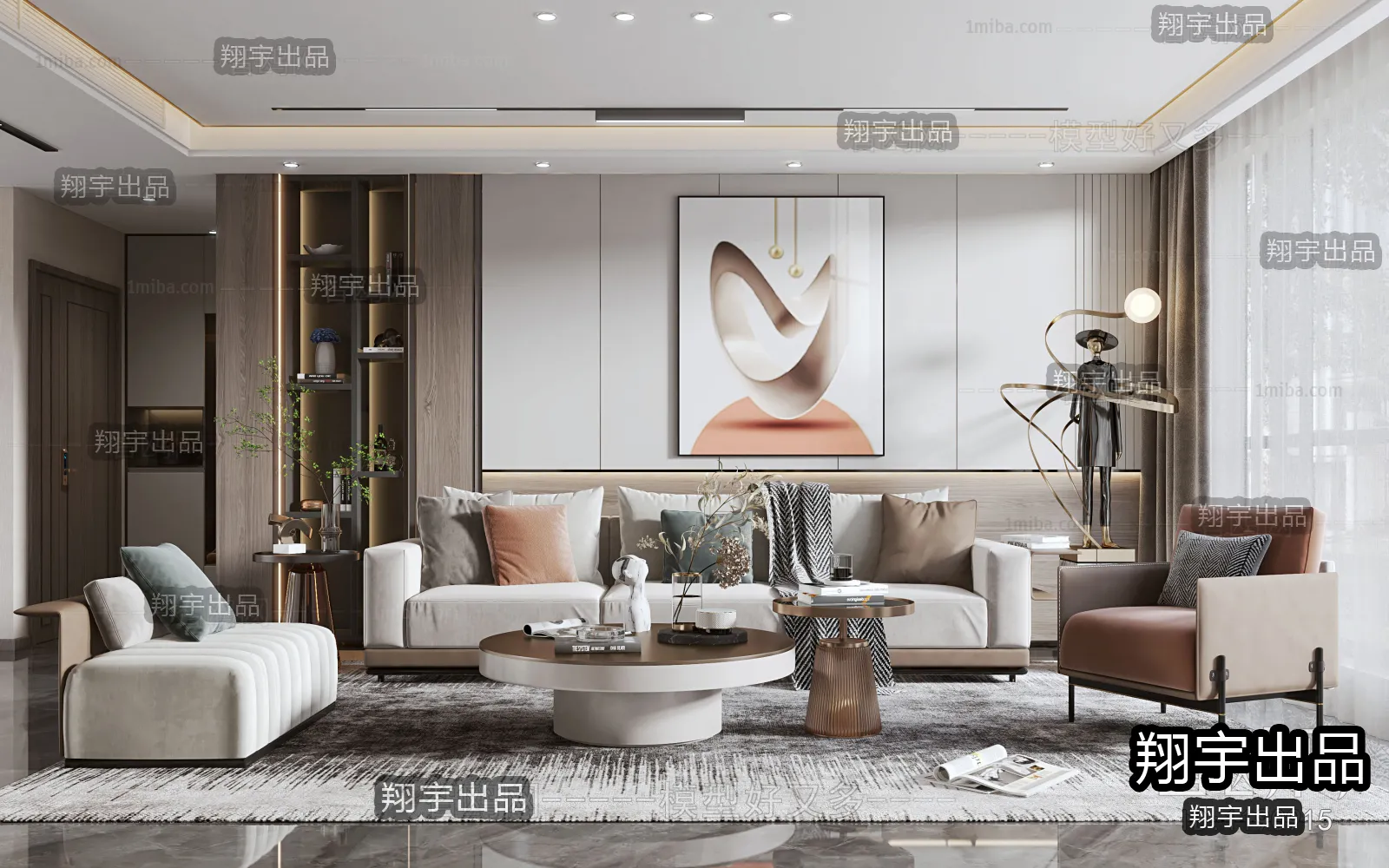 Living Room - Modern Style Interior 3D Scenes - 132
