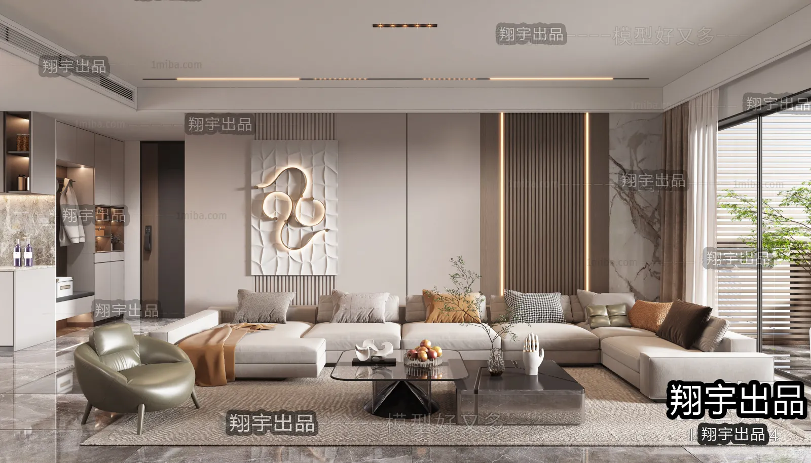 Living Room - Modern Style Interior 3D Scenes - 135