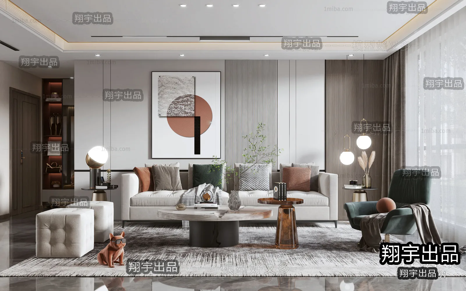 Living Room - Modern Style Interior 3D Scenes - 136