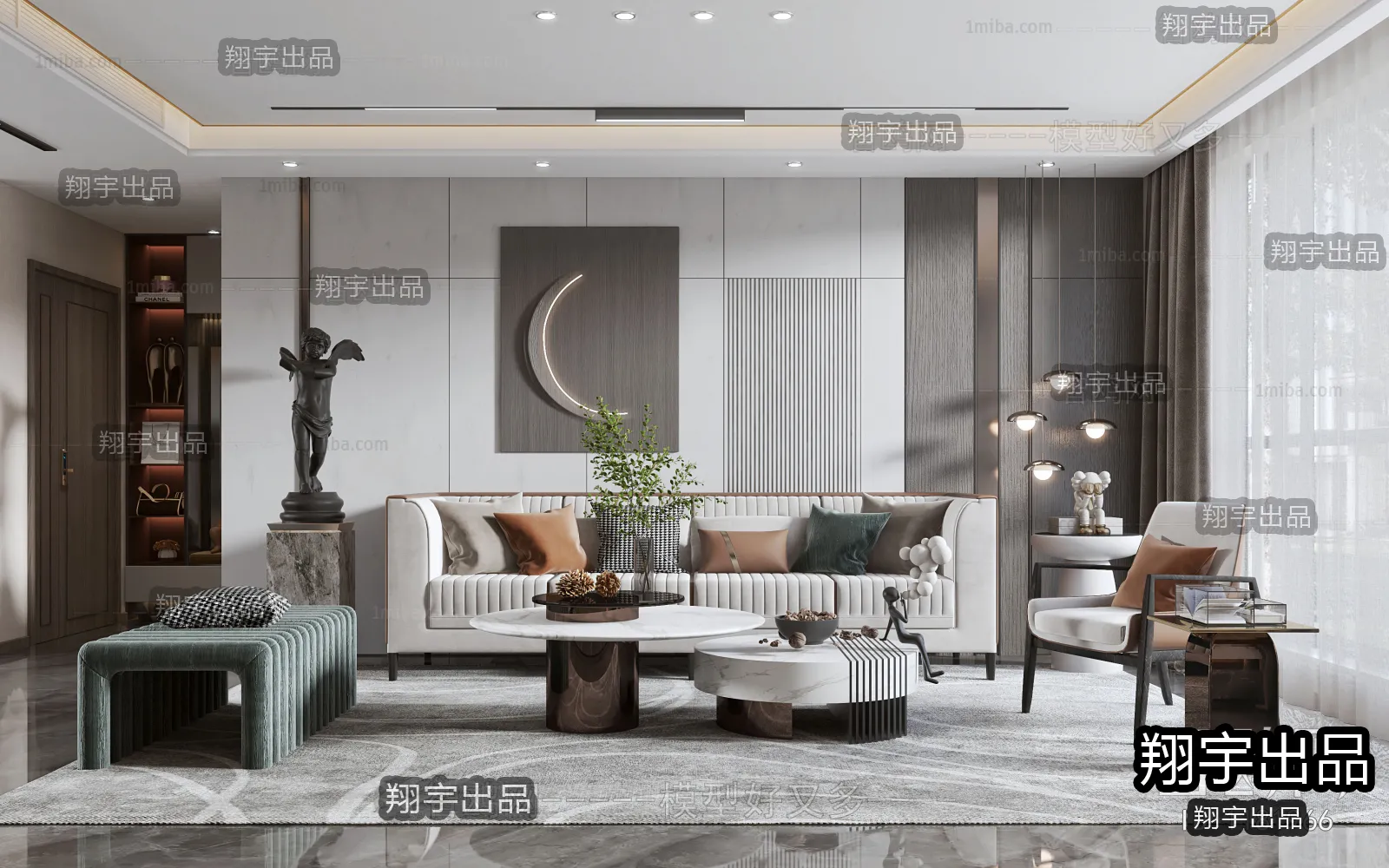 Living Room - Modern Style Interior 3D Scenes - 137