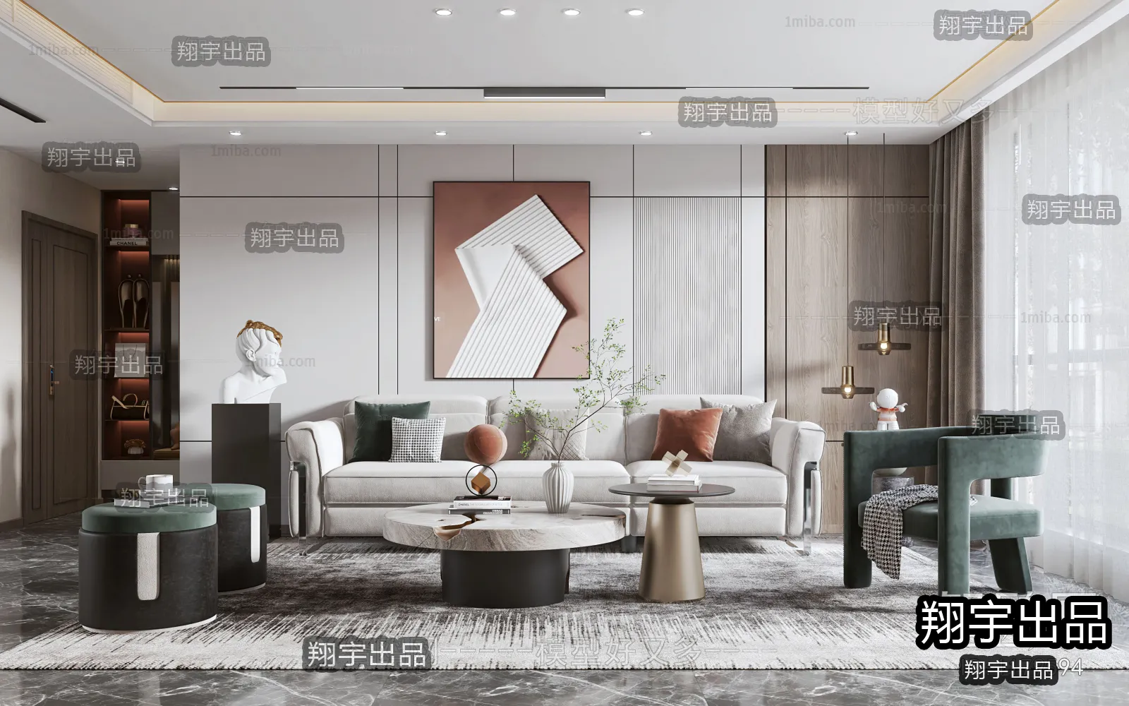 Living Room - Modern Style Interior 3D Scenes - 139