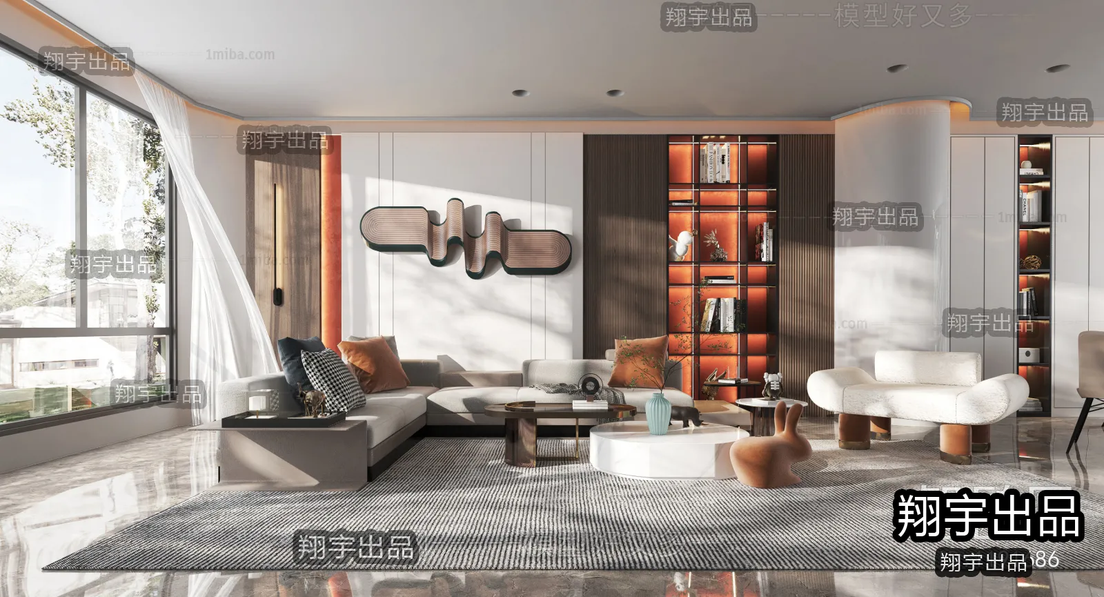 Living Room - Modern Style Interior 3D Scenes - 145