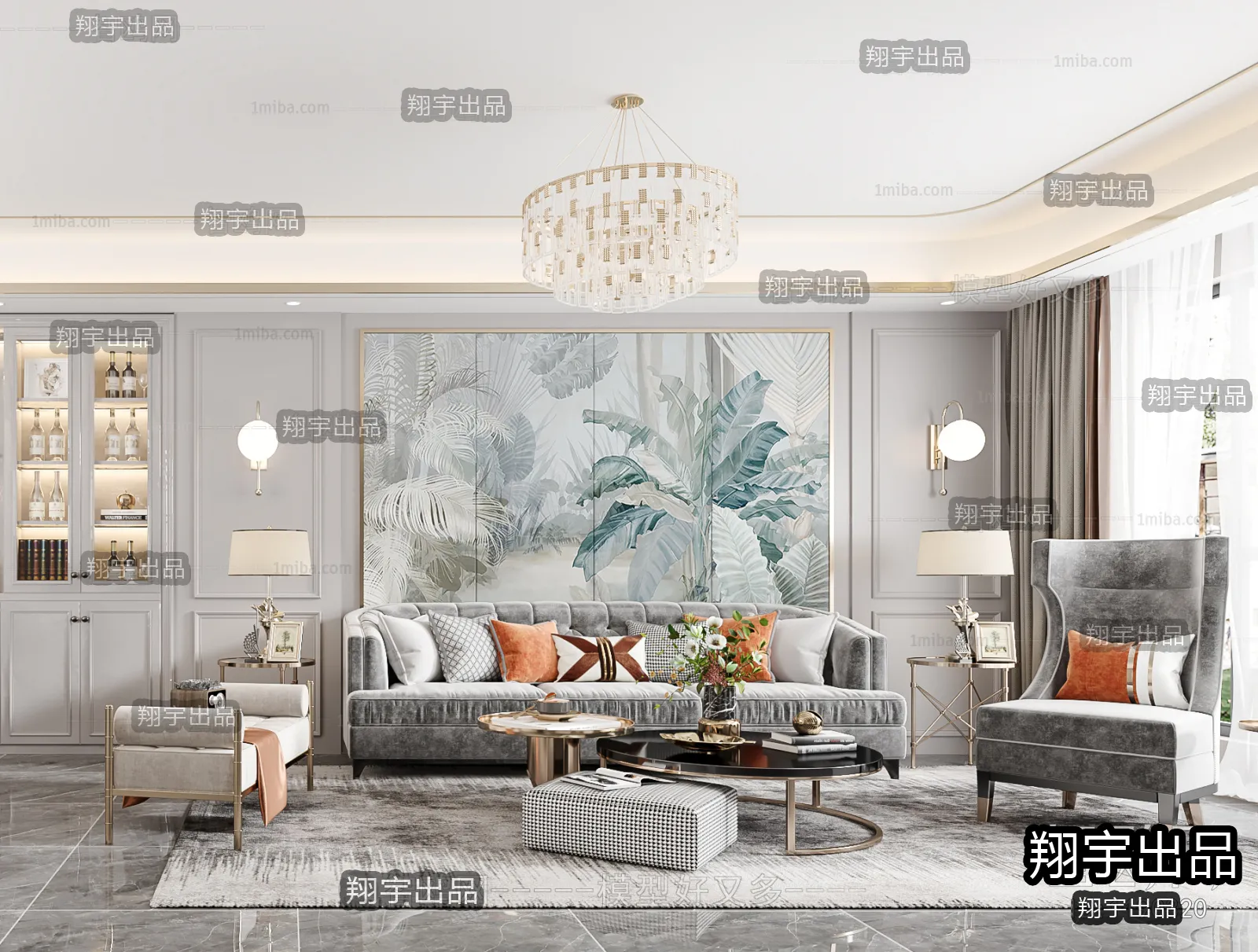 Living Room - Modern Style Interior 3D Scenes - 146