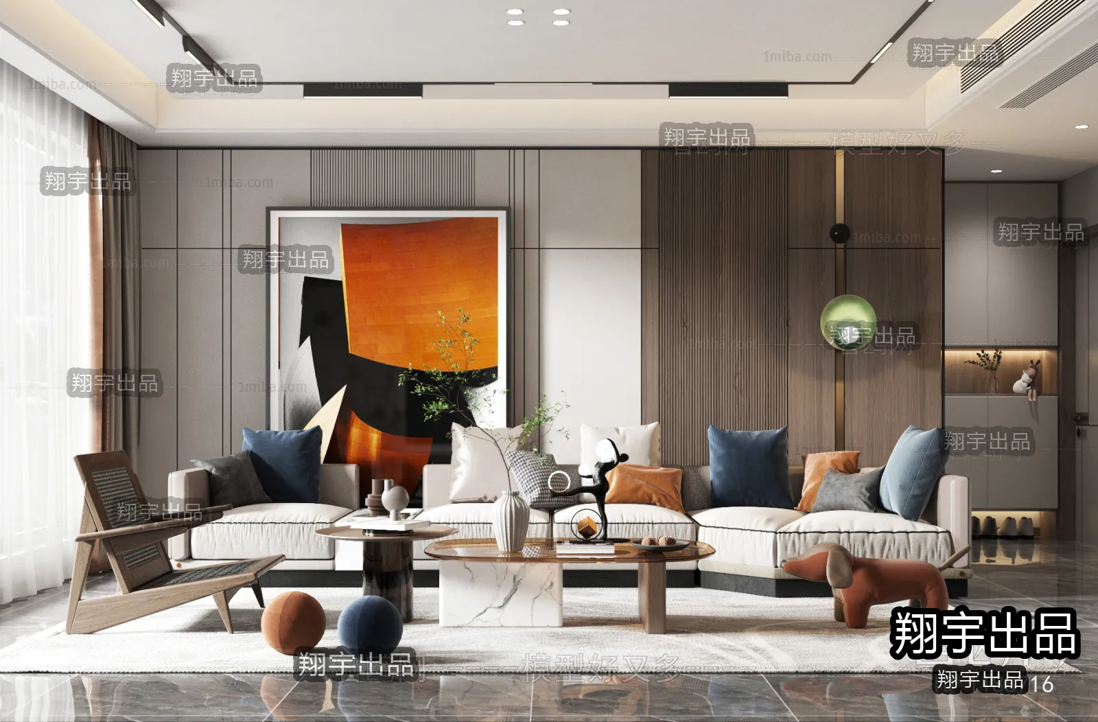 Living Room - Modern Style Interior 3D Scenes - 147
