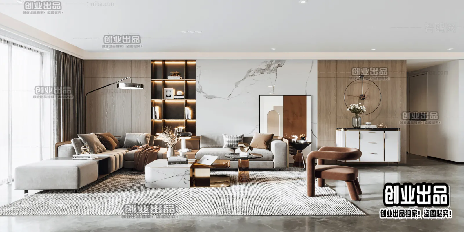 Living Room - Modern Style Interior 3D Scenes - 150
