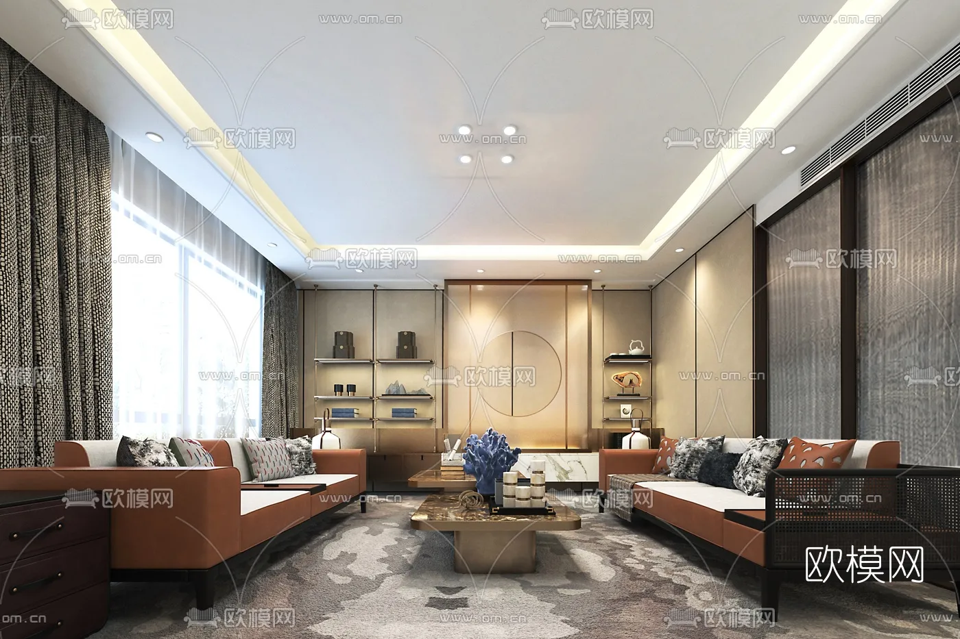 LIVING ROOM - MODERN STYLE - VRAY / CORONA - 3D MODEL - 1815