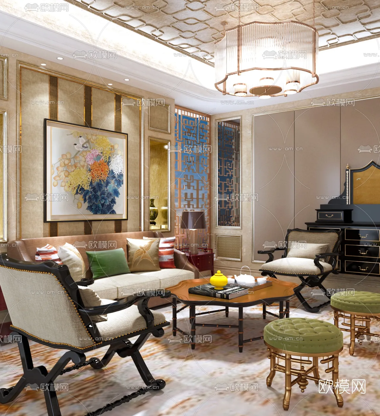 LIVING ROOM - MODERN STYLE - VRAY / CORONA - 3D MODEL - 1816