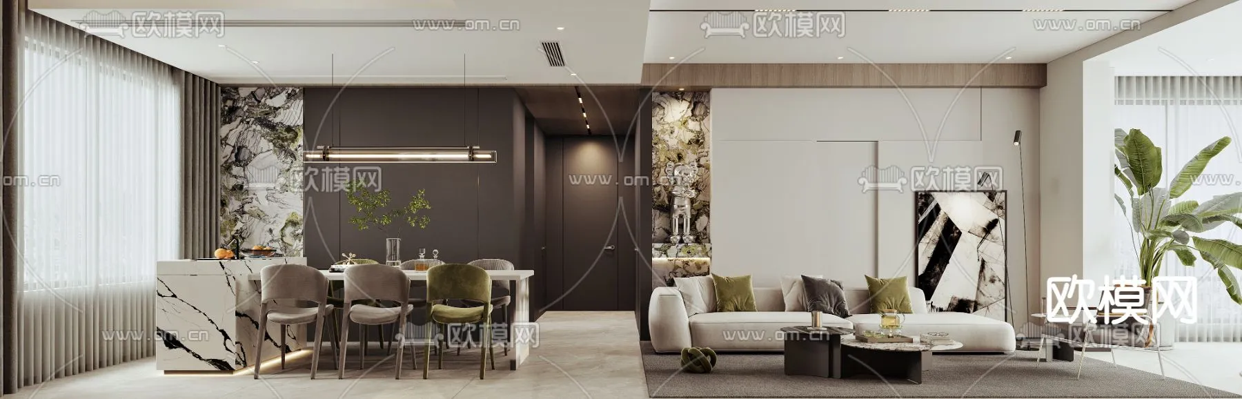 LIVING ROOM - MODERN STYLE - VRAY / CORONA - 3D MODEL - 1818