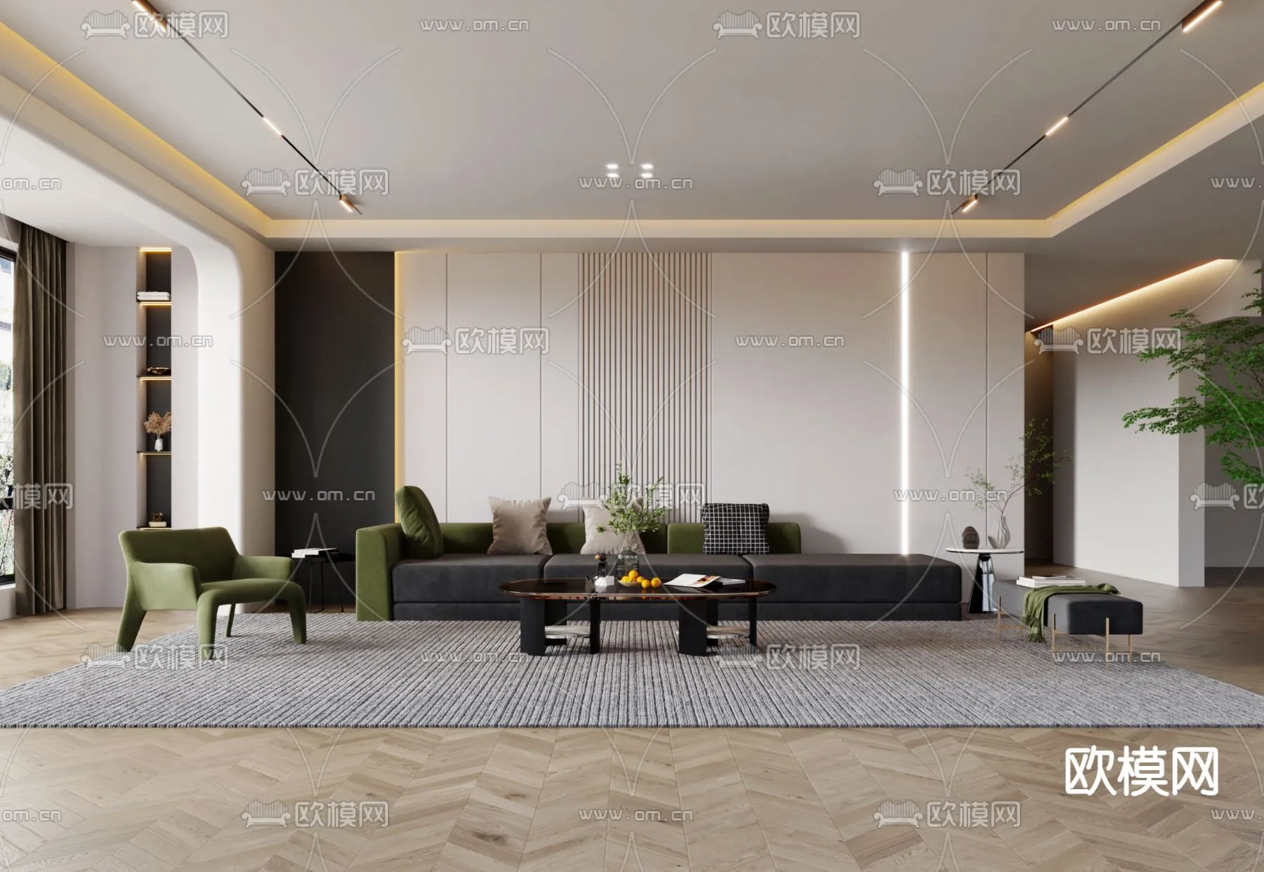 LIVING ROOM - MODERN STYLE - VRAY / CORONA - 3D MODEL - 1820