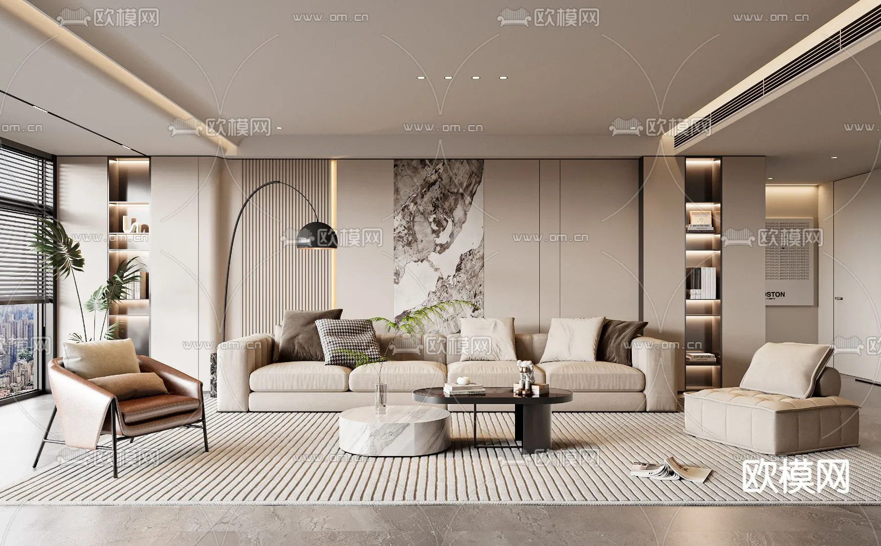 LIVING ROOM - MODERN STYLE - VRAY / CORONA - 3D MODEL - 1821