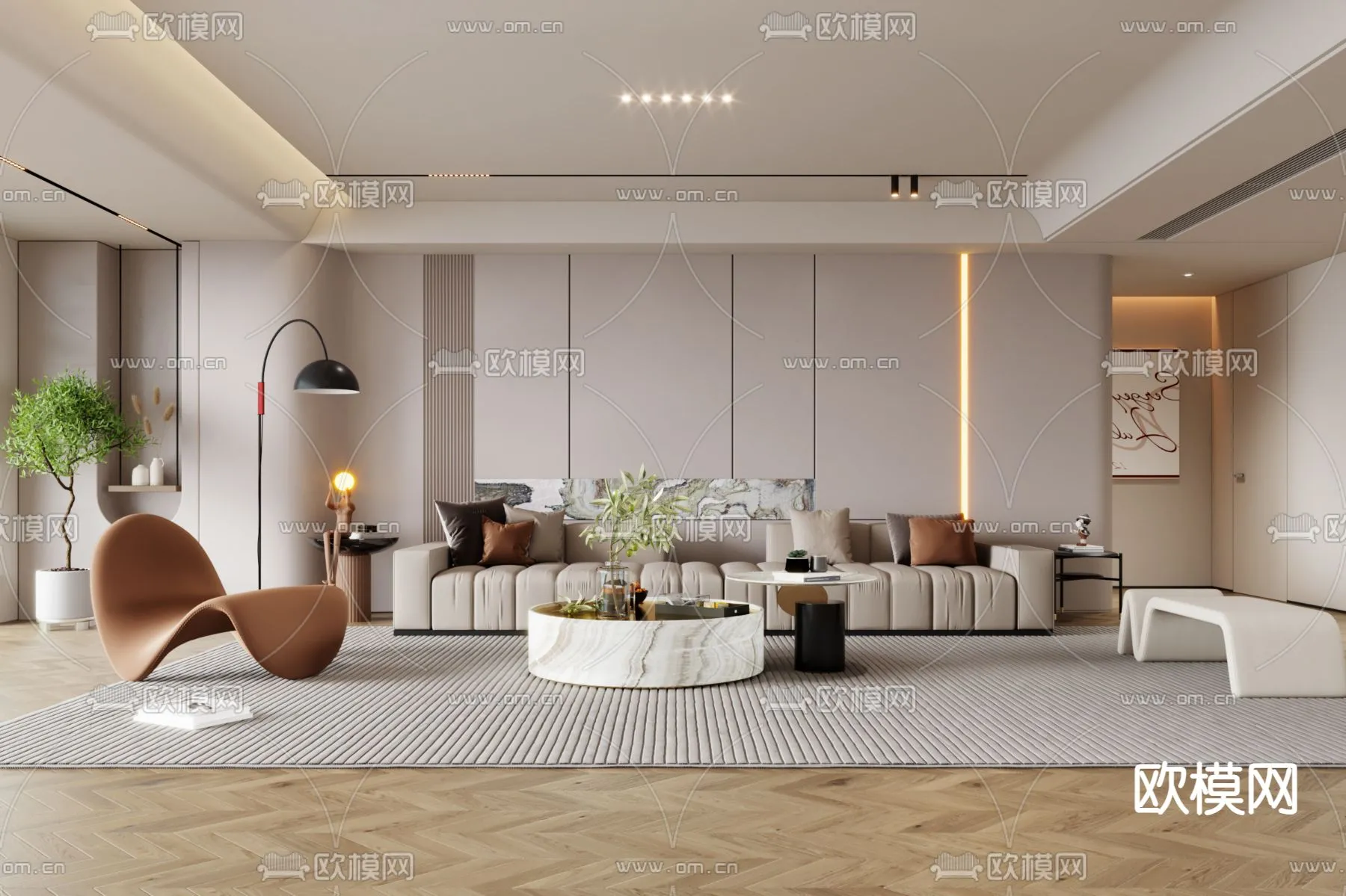 LIVING ROOM - MODERN STYLE - VRAY / CORONA - 3D MODEL - 1835