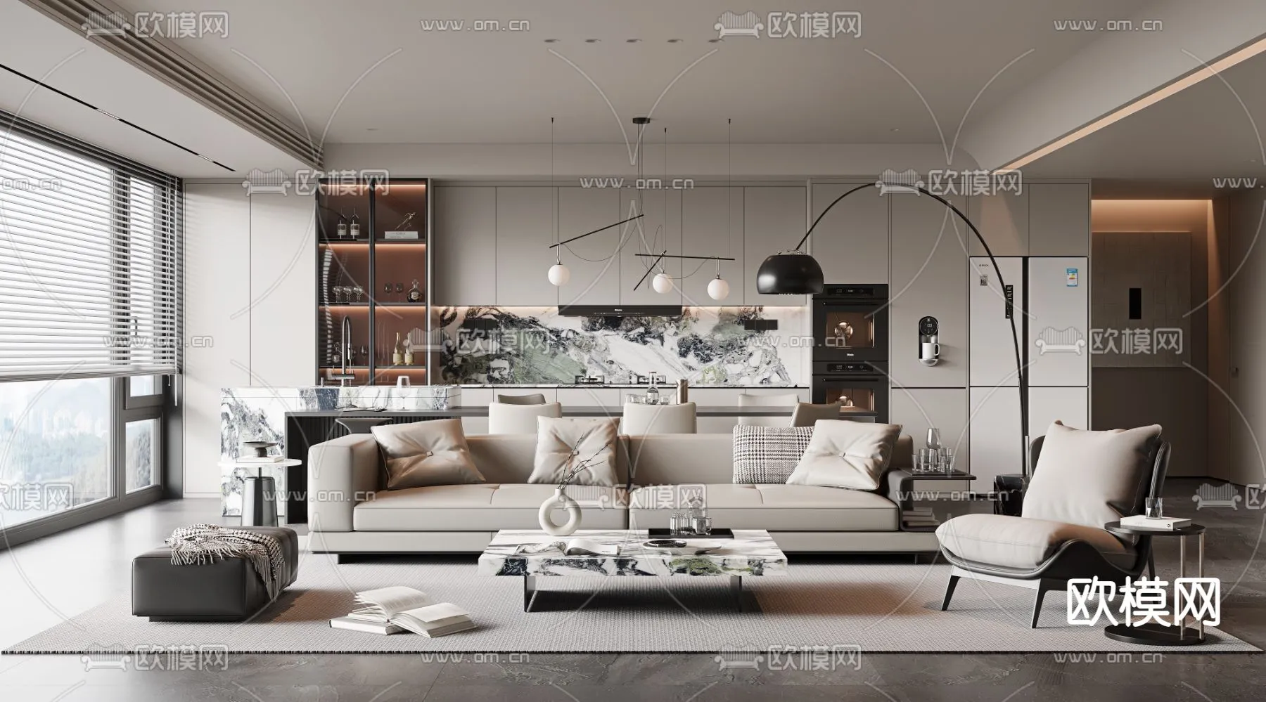 LIVING ROOM - MODERN STYLE - VRAY / CORONA - 3D MODEL - 1836