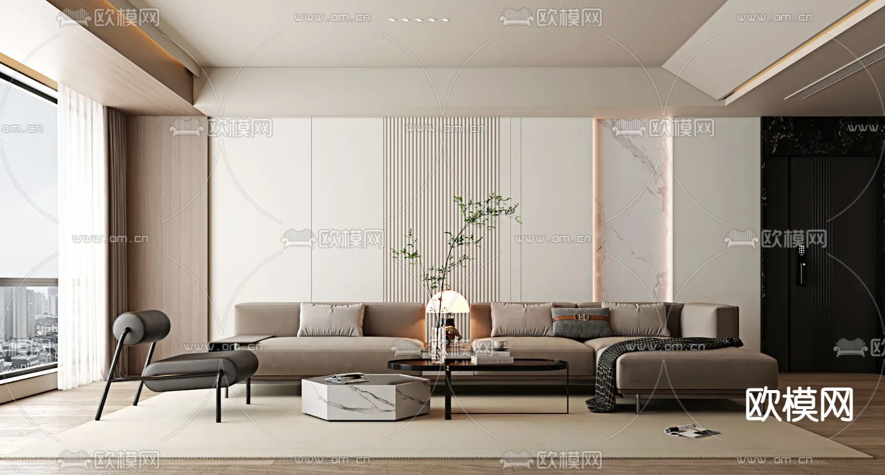 LIVING ROOM - MODERN STYLE - VRAY / CORONA - 3D MODEL - 1837