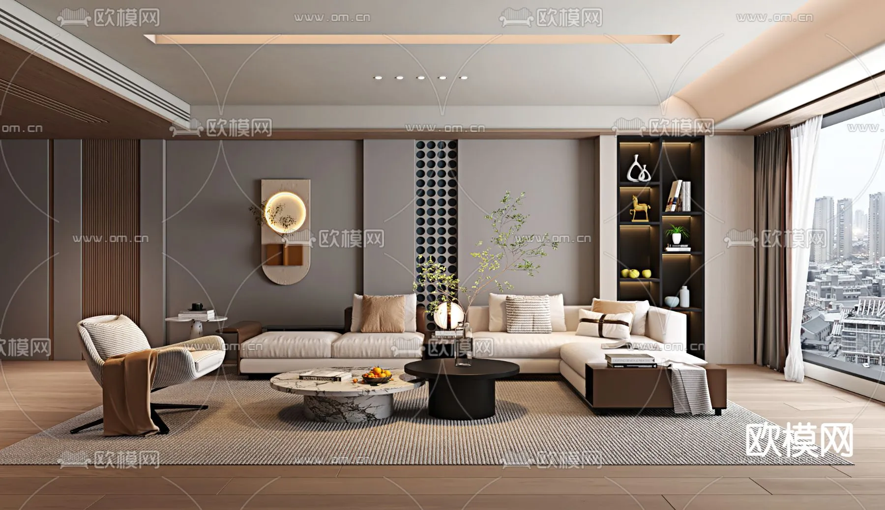 LIVING ROOM - MODERN STYLE - VRAY / CORONA - 3D MODEL - 1839