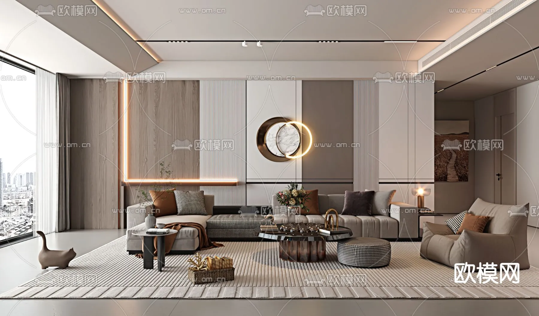 LIVING ROOM - MODERN STYLE - VRAY / CORONA - 3D MODEL - 1840