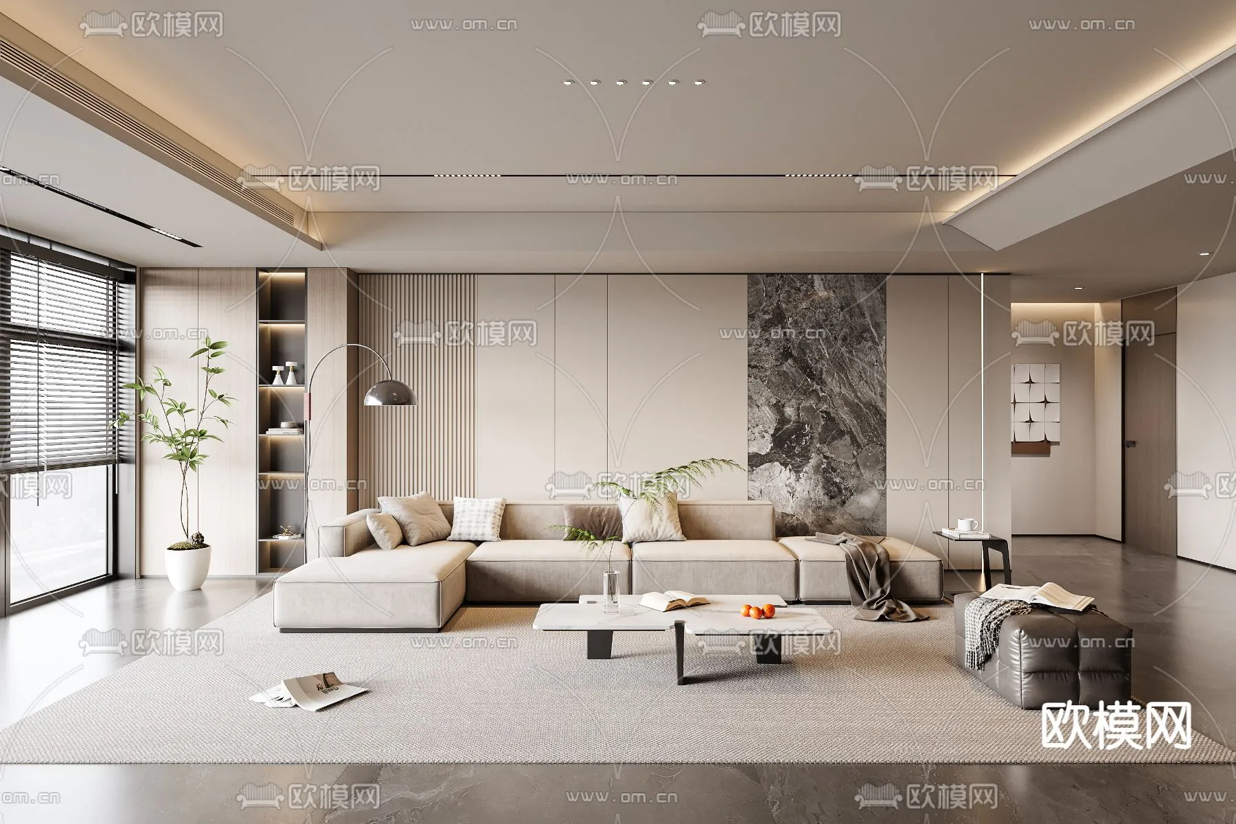 LIVING ROOM - MODERN STYLE - VRAY / CORONA - 3D MODEL - 1842