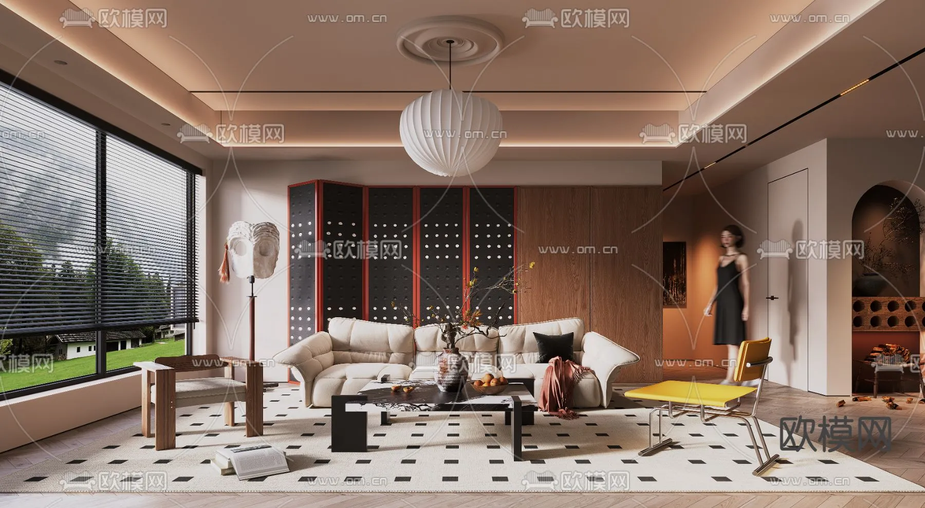 LIVING ROOM - MODERN STYLE - VRAY / CORONA - 3D MODEL - 1844