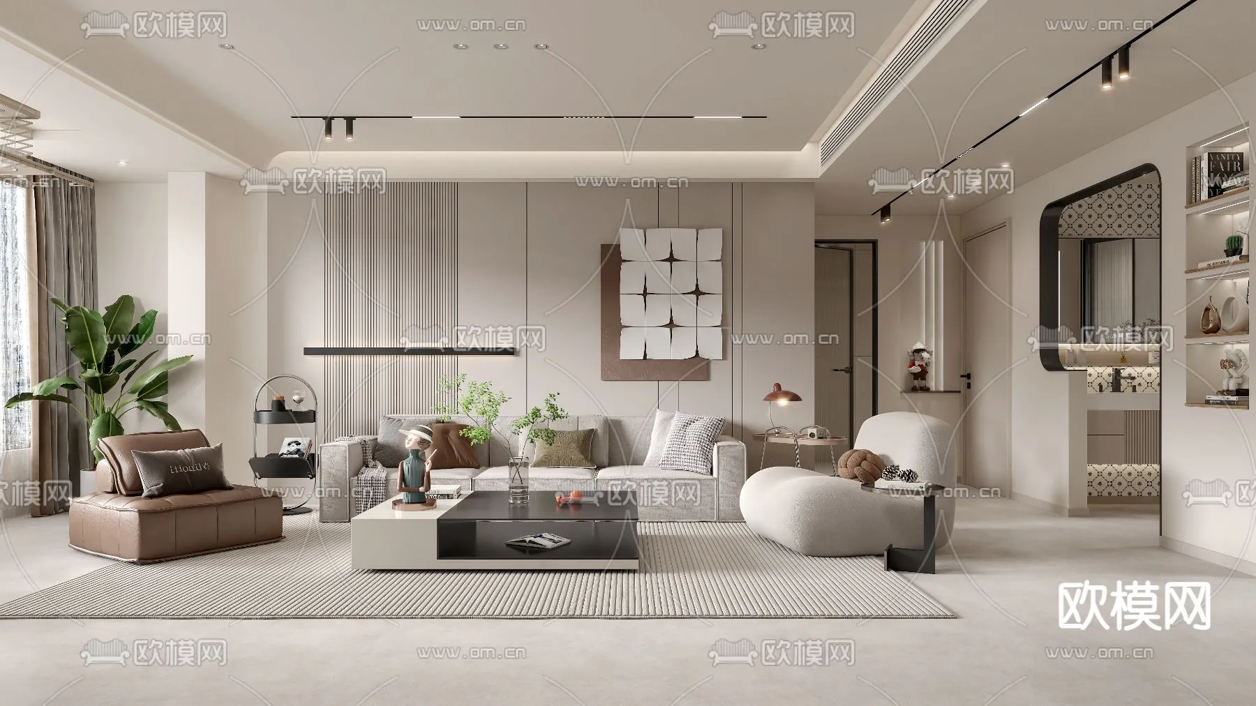 LIVING ROOM - MODERN STYLE - VRAY / CORONA - 3D MODEL - 1848