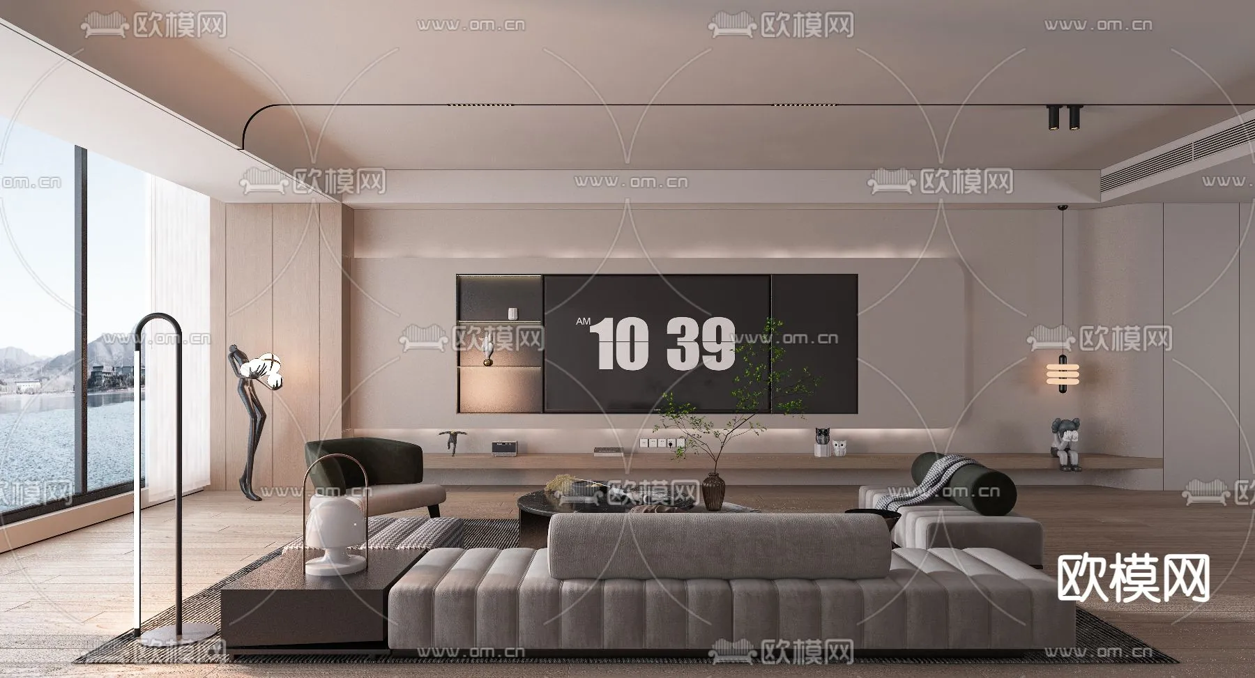 LIVING ROOM - MODERN STYLE - VRAY / CORONA - 3D MODEL - 1849