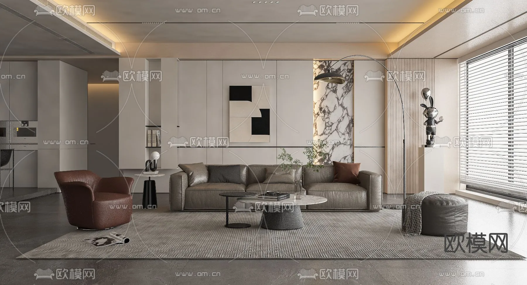 LIVING ROOM - MODERN STYLE - VRAY / CORONA - 3D MODEL - 1850