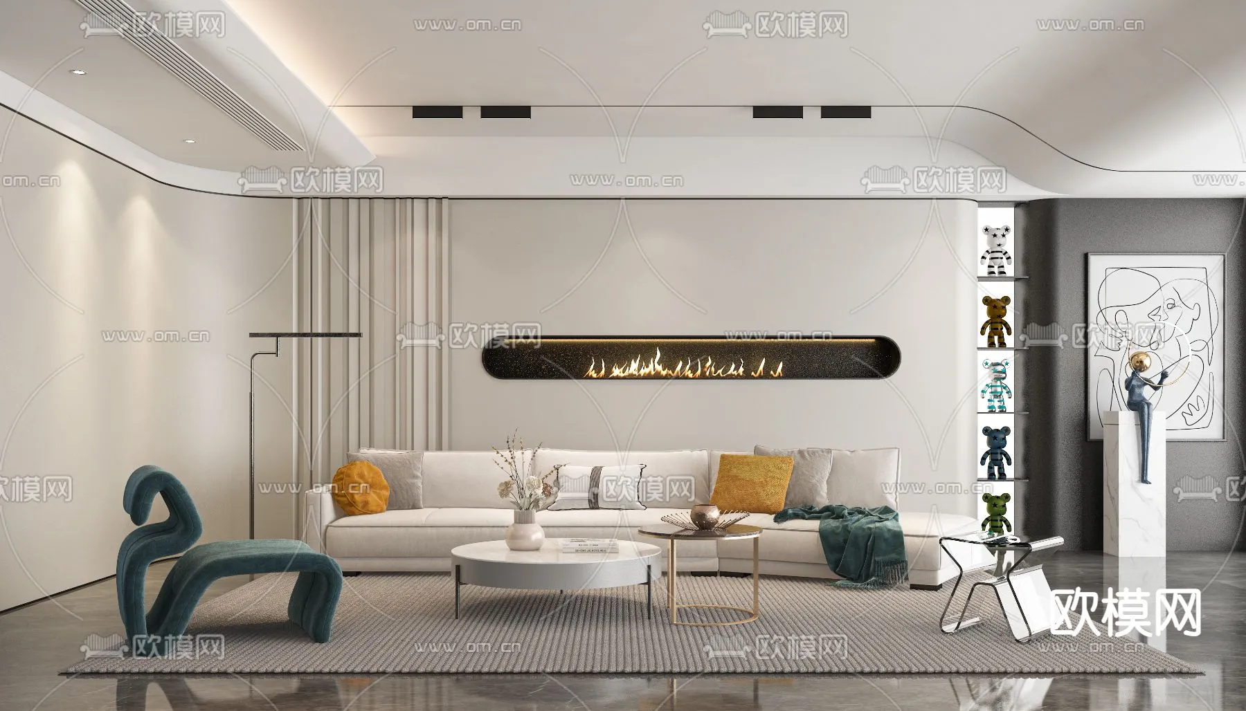 LIVING ROOM - MODERN STYLE - VRAY / CORONA - 3D MODEL - 1851