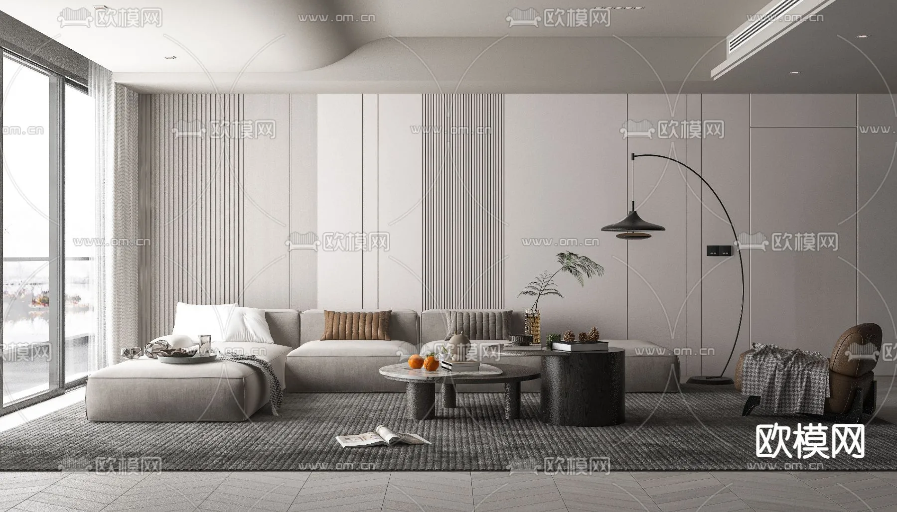 LIVING ROOM - MODERN STYLE - VRAY / CORONA - 3D MODEL - 1855