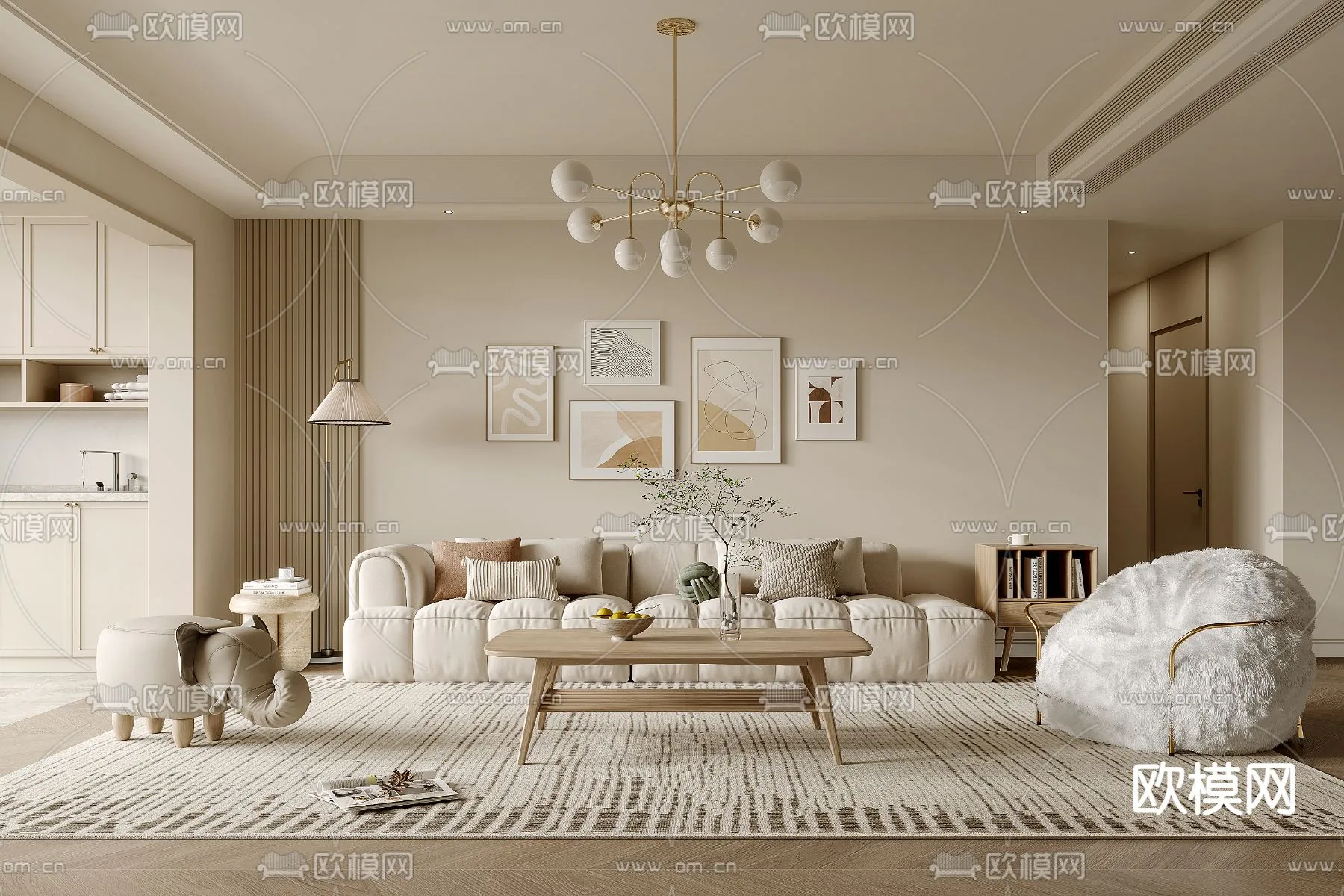 LIVING ROOM - MODERN STYLE - VRAY / CORONA - 3D MODEL - 1863