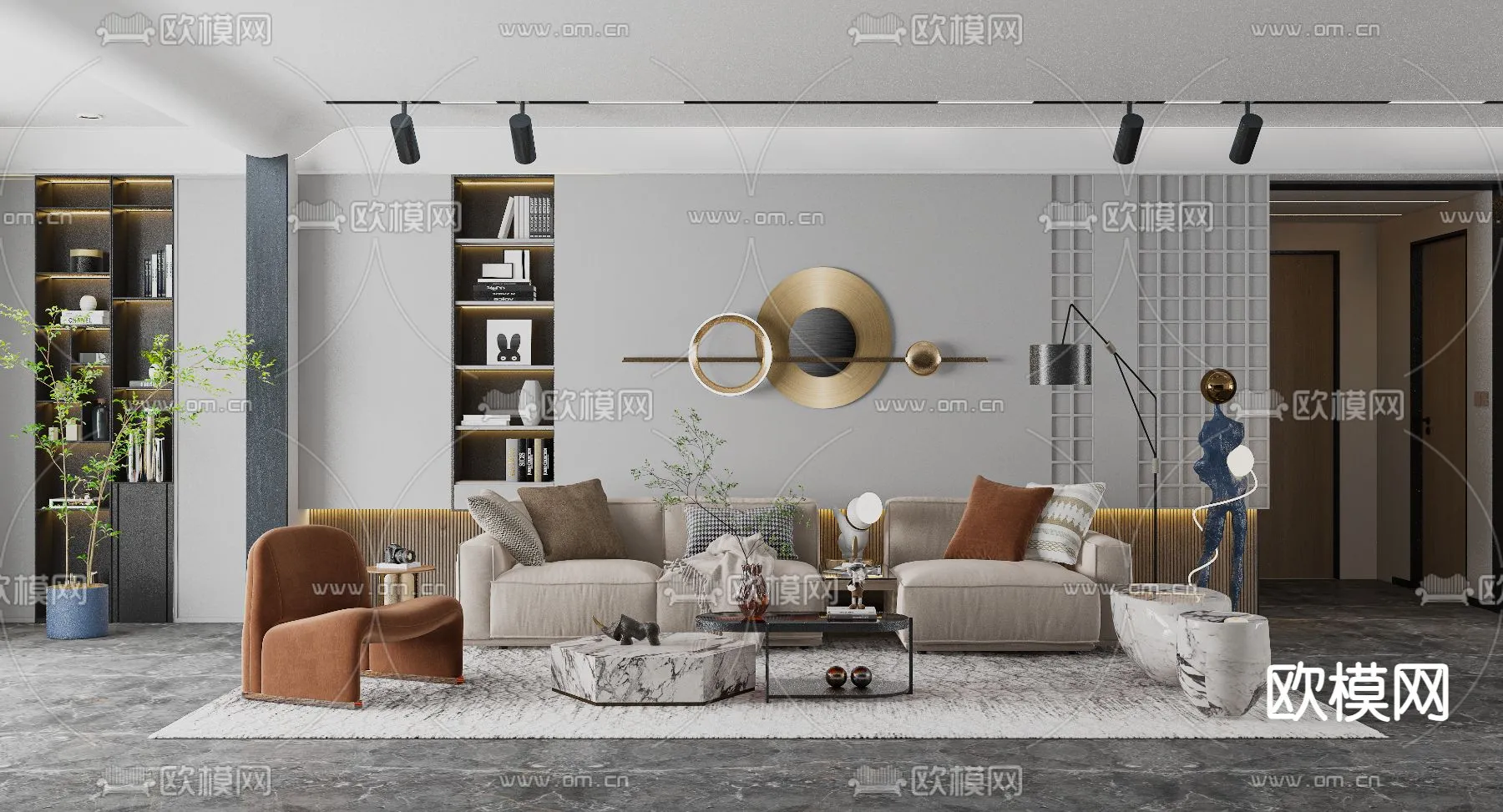 LIVING ROOM - MODERN STYLE - VRAY / CORONA - 3D MODEL - 1867