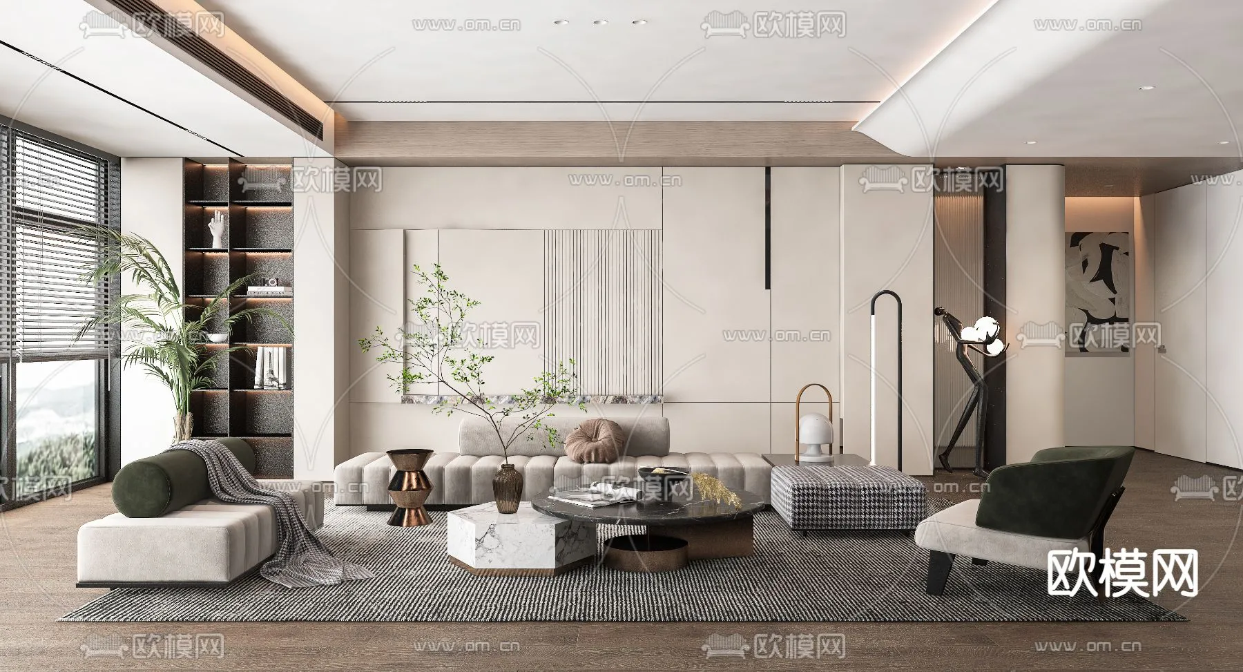 LIVING ROOM - MODERN STYLE - VRAY / CORONA - 3D MODEL - 1869