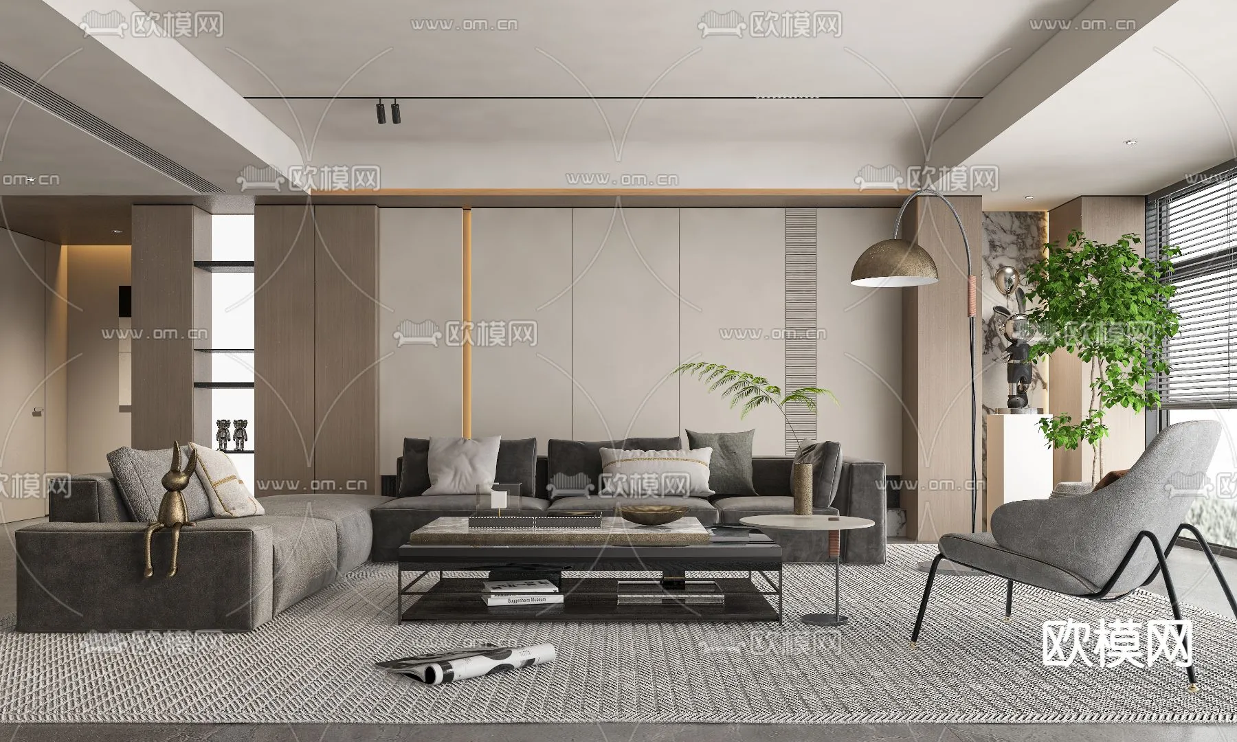 LIVING ROOM - MODERN STYLE - VRAY / CORONA - 3D MODEL - 1872