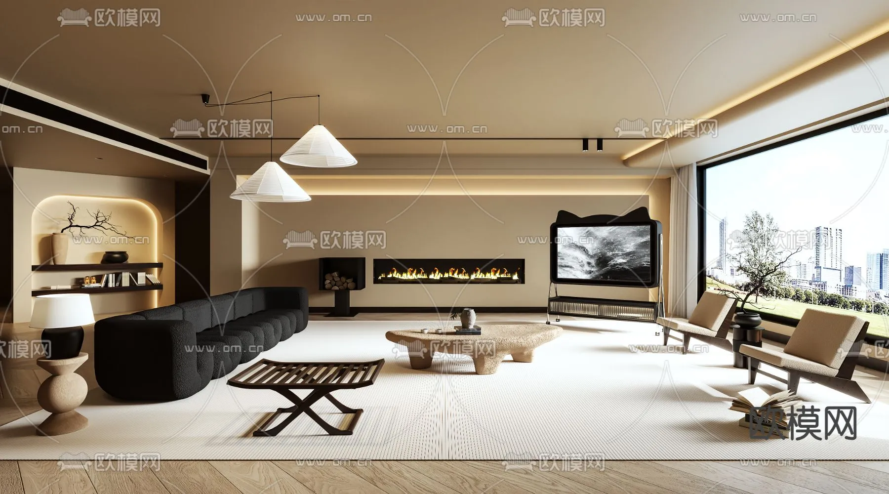 LIVING ROOM - MODERN STYLE - VRAY / CORONA - 3D MODEL - 1874