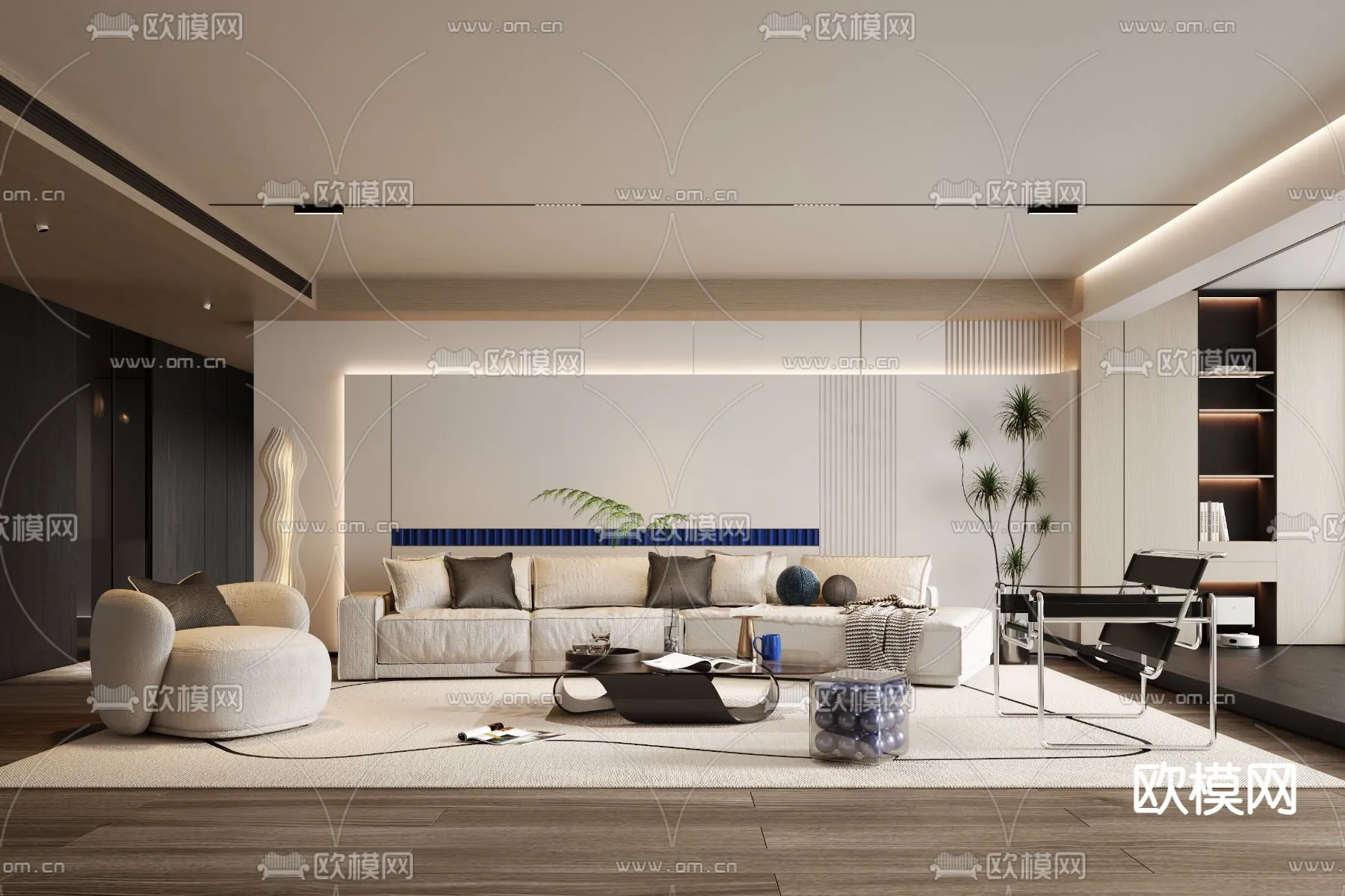 LIVING ROOM - MODERN STYLE - VRAY / CORONA - 3D MODEL - 1877