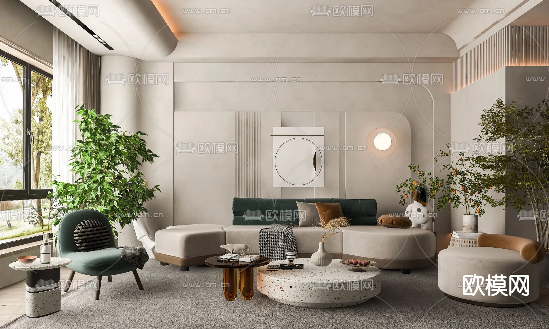 LIVING ROOM - MODERN STYLE - VRAY / CORONA - 3D MODEL - 1879
