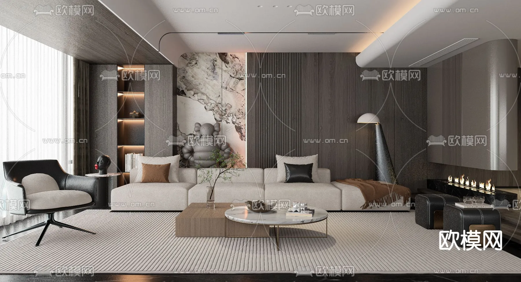 LIVING ROOM - MODERN STYLE - VRAY / CORONA - 3D MODEL - 1880