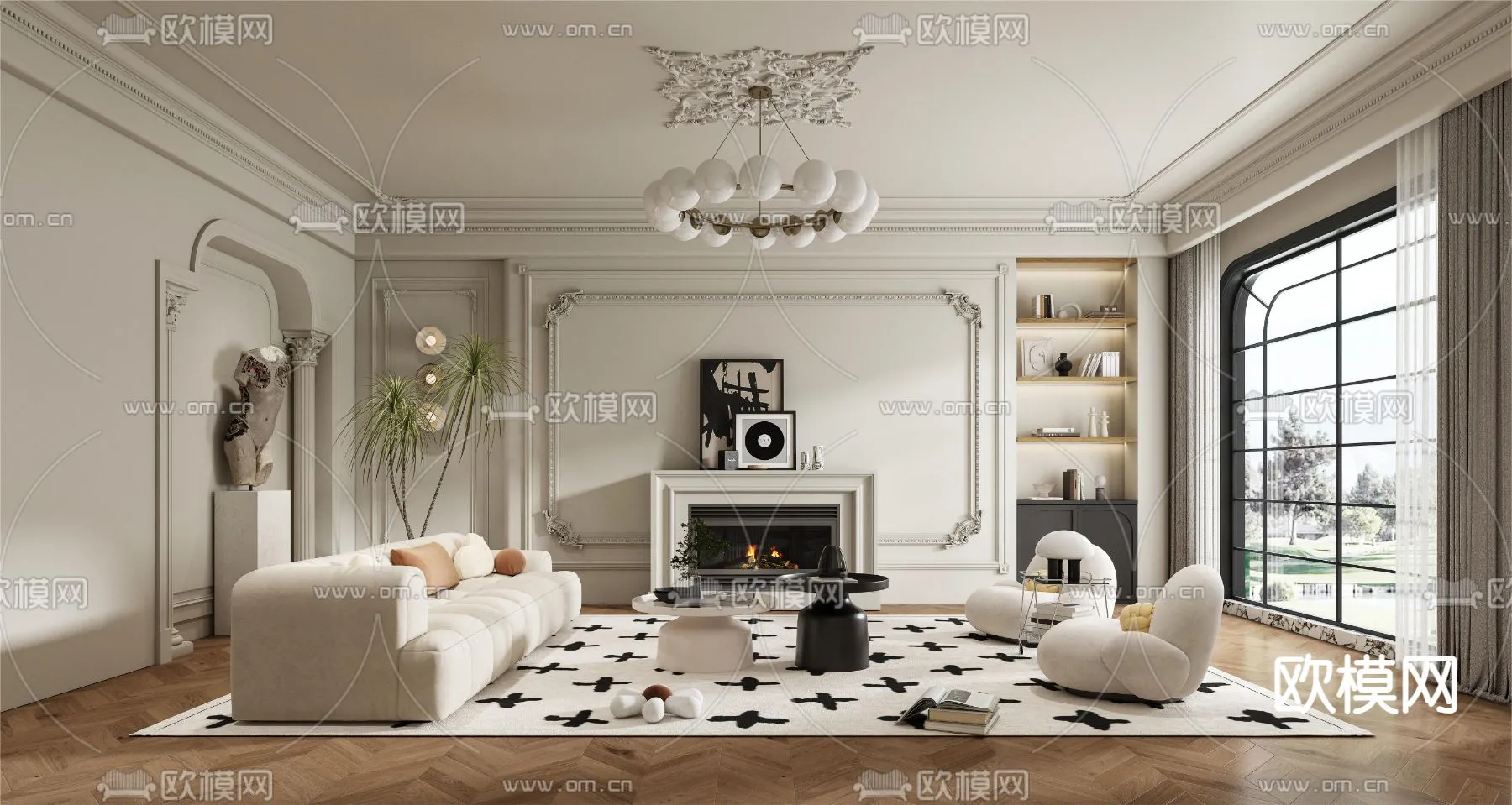 LIVING ROOM - MODERN STYLE - VRAY / CORONA - 3D MODEL - 1885