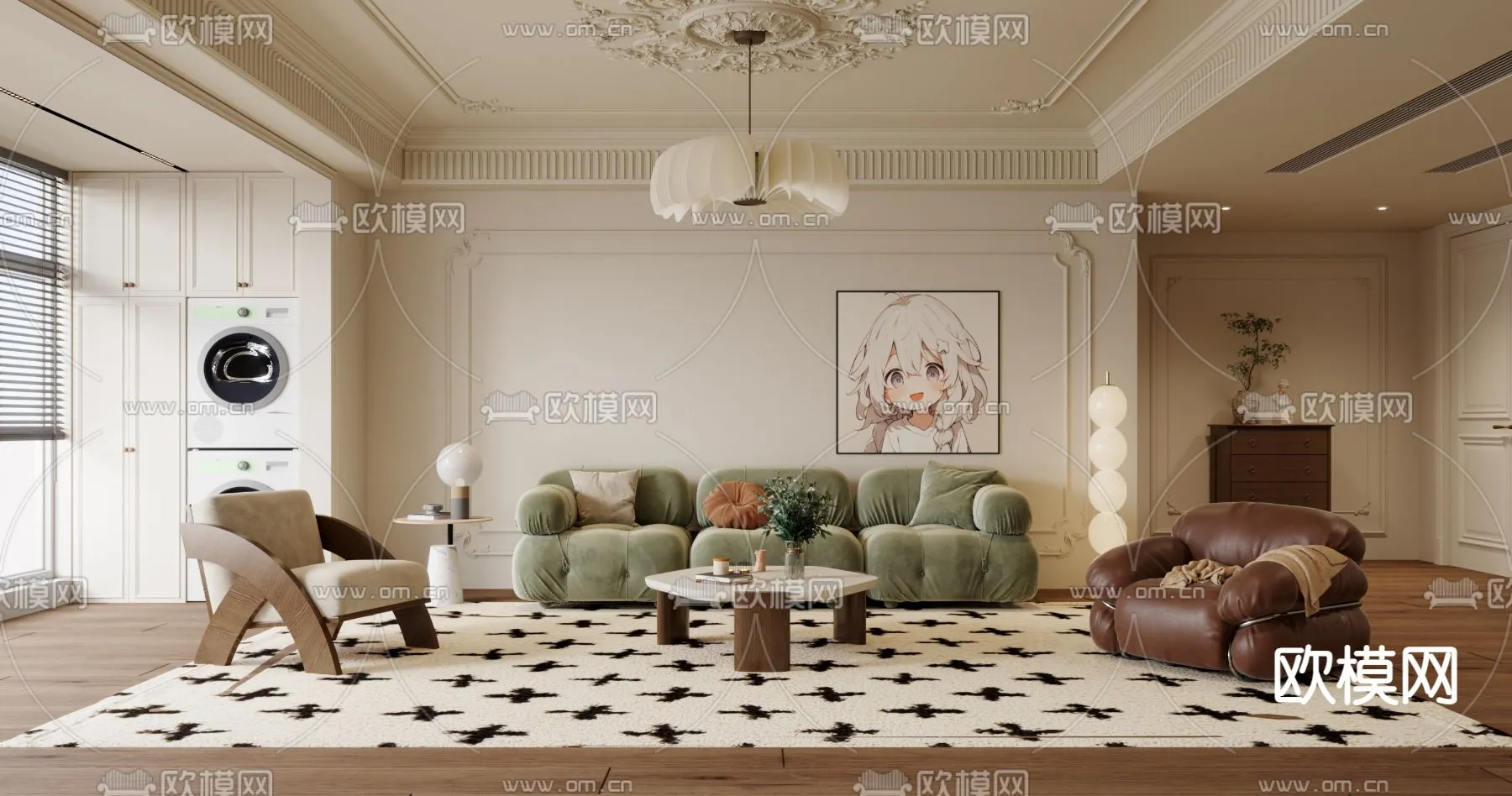 LIVING ROOM - MODERN STYLE - VRAY / CORONA - 3D MODEL - 1890