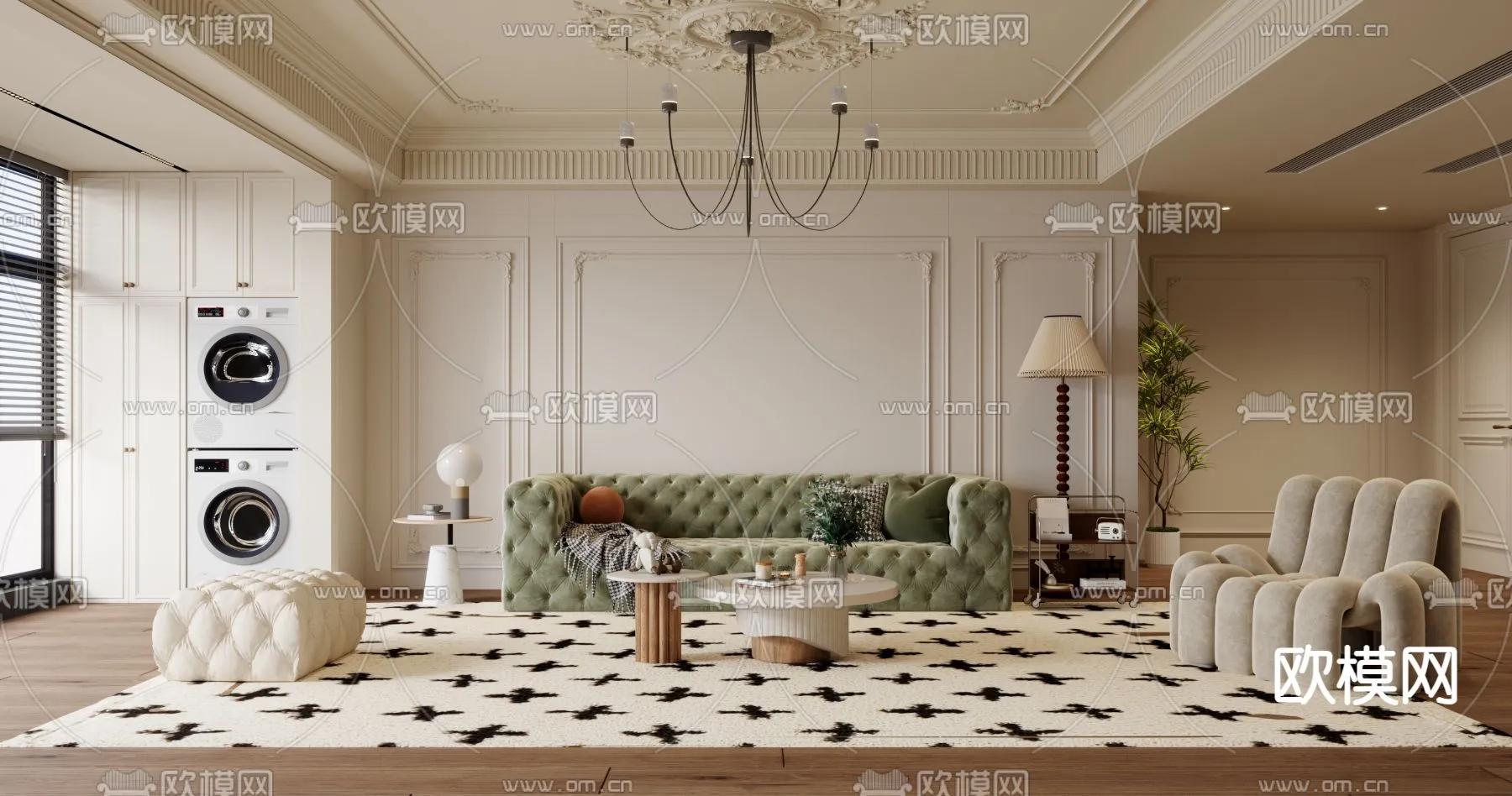 LIVING ROOM - MODERN STYLE - VRAY / CORONA - 3D MODEL - 1891