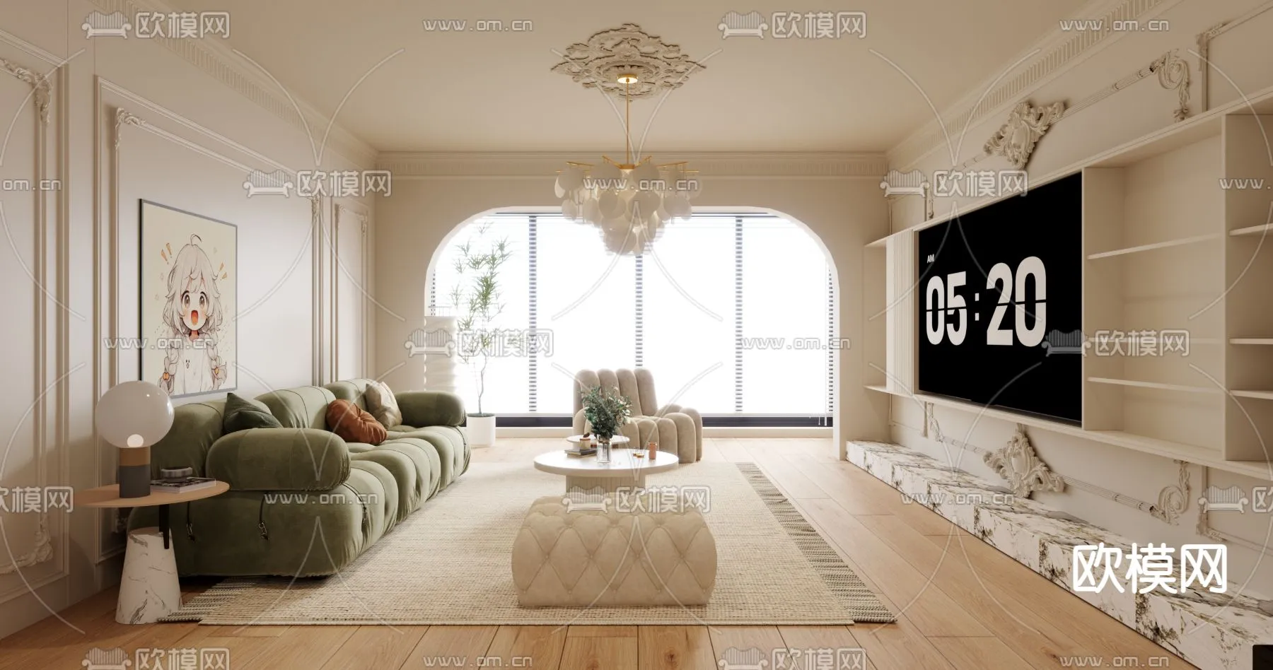 LIVING ROOM - MODERN STYLE - VRAY / CORONA - 3D MODEL - 1892