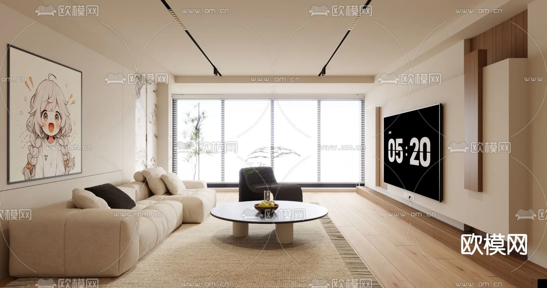 LIVING ROOM - MODERN STYLE - VRAY / CORONA - 3D MODEL - 1893