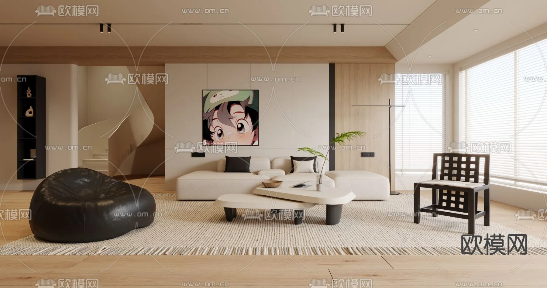 LIVING ROOM - MODERN STYLE - VRAY / CORONA - 3D MODEL - 1894