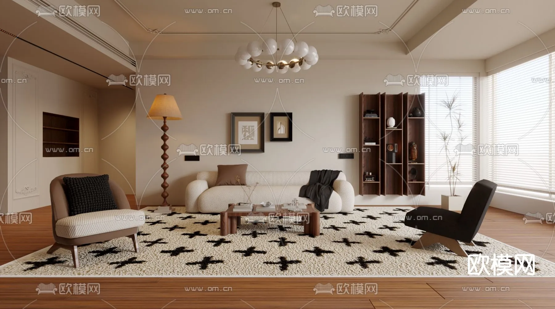 LIVING ROOM - MODERN STYLE - VRAY / CORONA - 3D MODEL - 1896